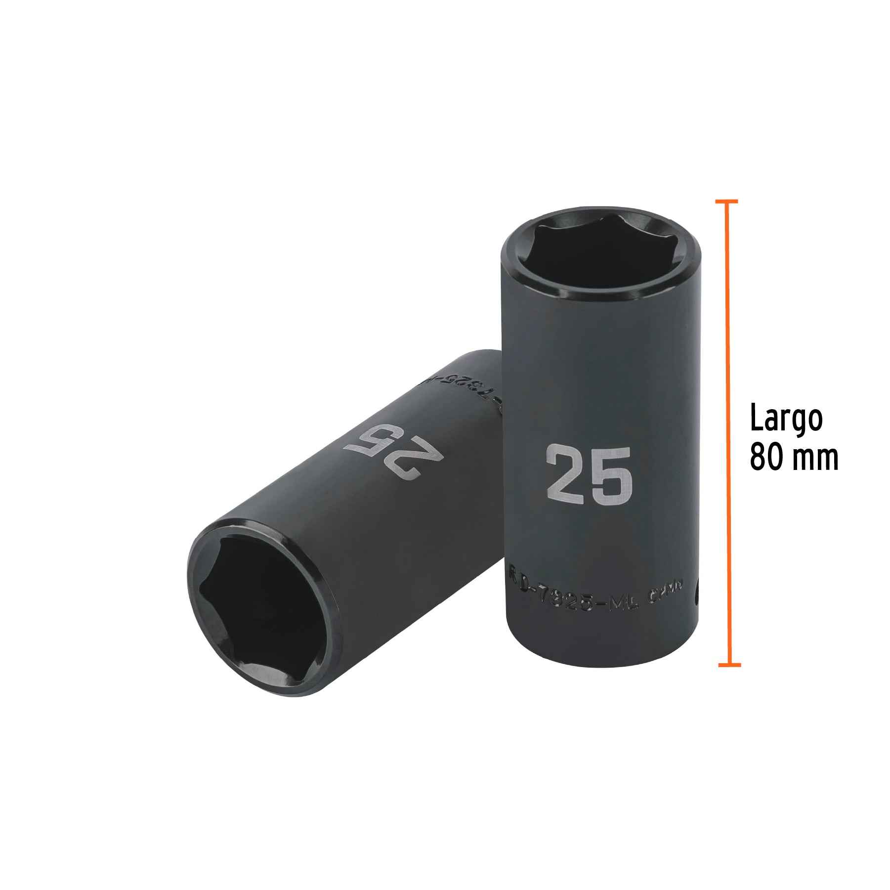 Dado largo impacto de 25 mm, 6 puntas, cuadro 1/2", TRUPER