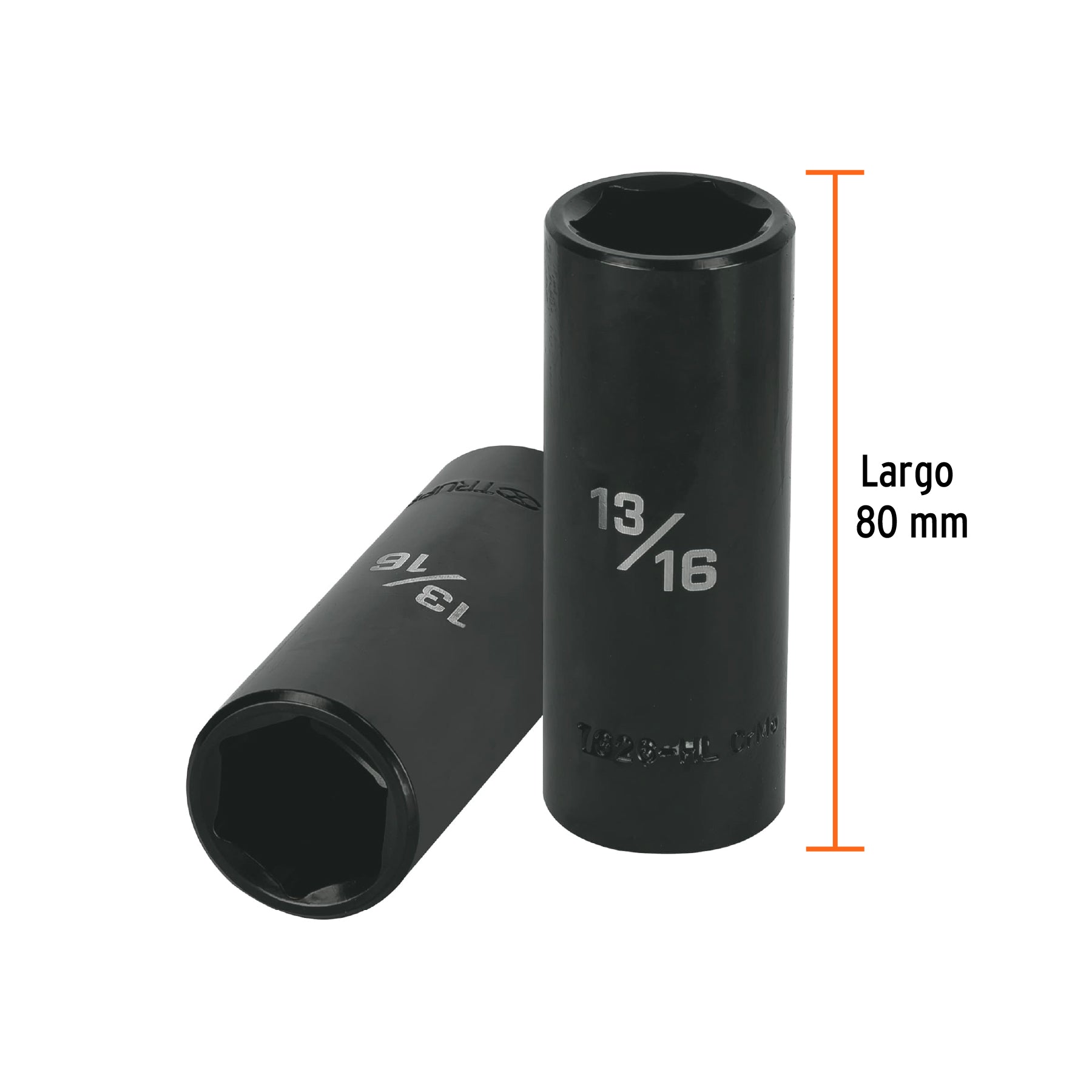 Dado largo impacto de 13/16", 6 puntas, cuadro 1/2", TRUPER