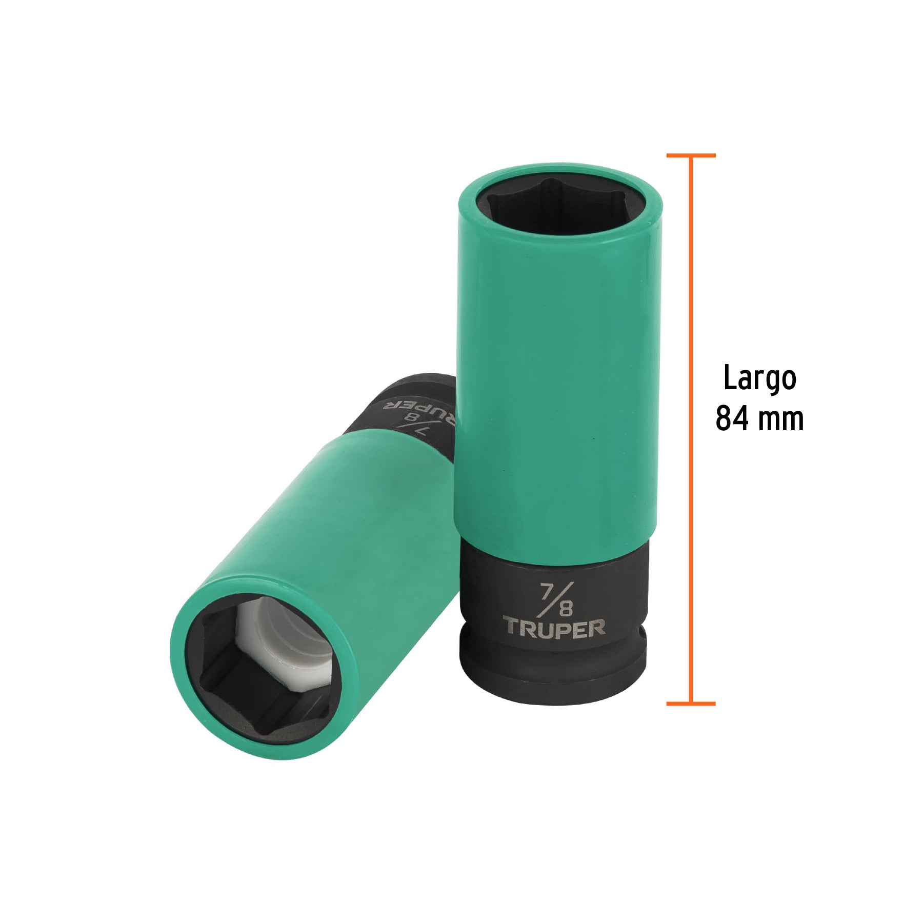 Dado largo impacto prot. plást. 7/8", 6 puntas, cuadro 1/2"