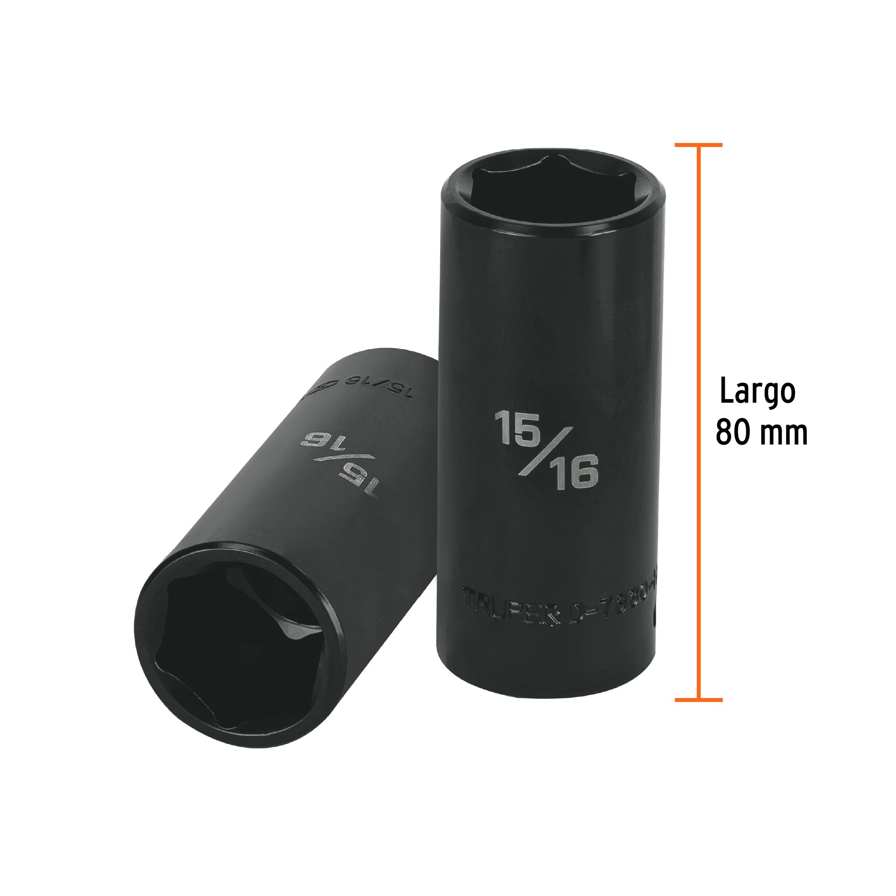 Dado largo impacto de 15/16", 6 puntas, cuadro 1/2", TRUPER