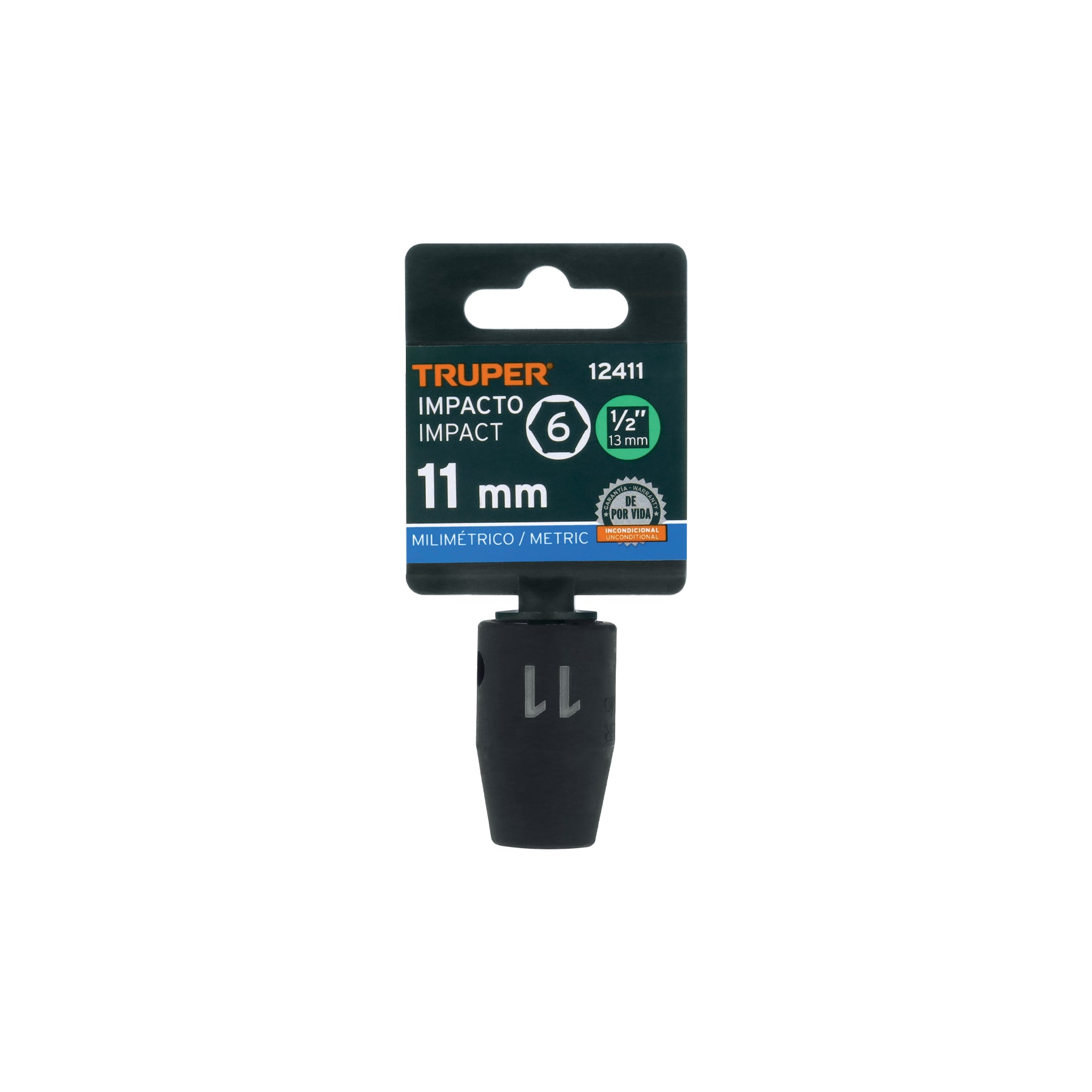 Dado cuadro 1/2" de impacto 6 puntas de 11 mm, TRUPER