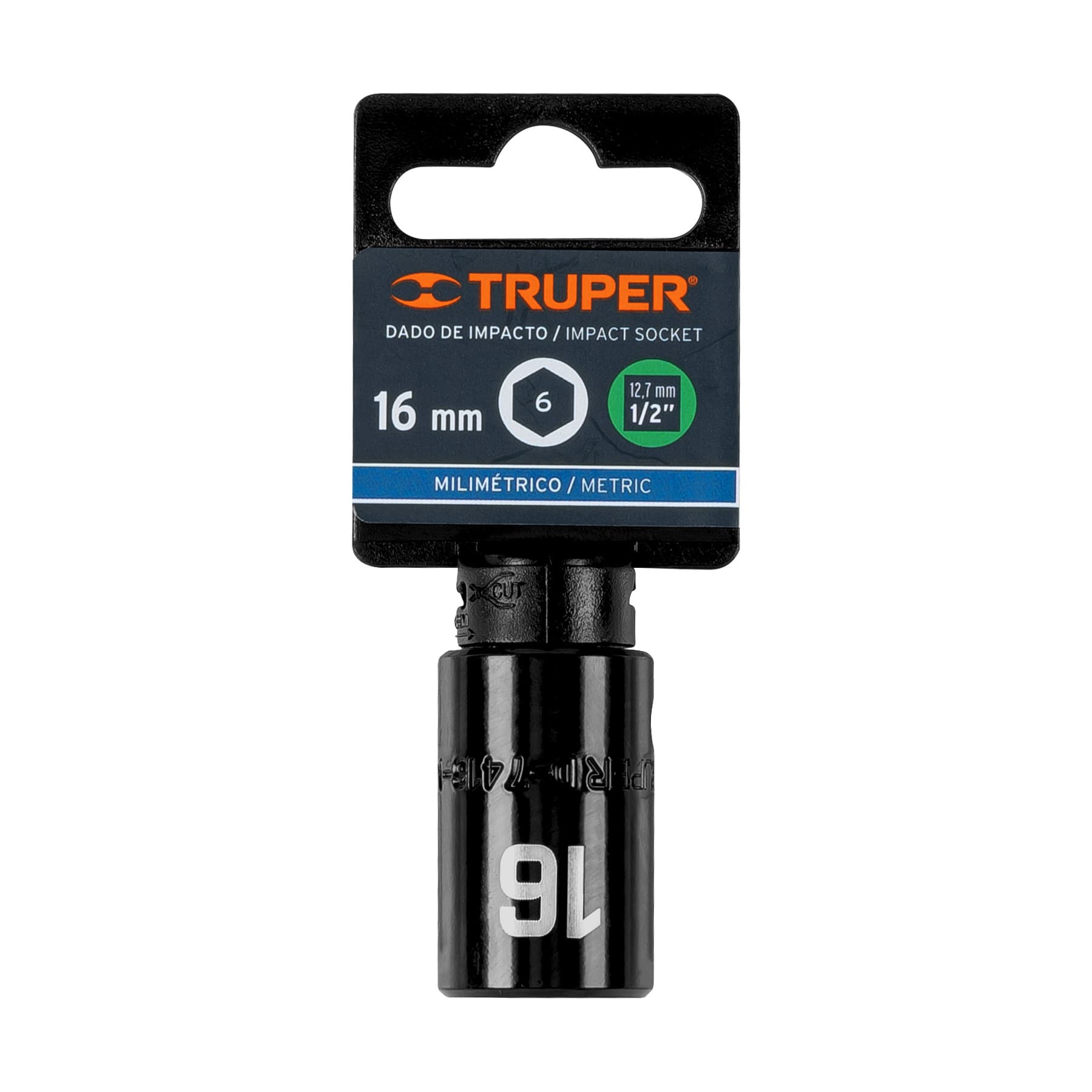 Dado cuadro 1/2" de impacto 6 puntas de 16 mm, TRUPER