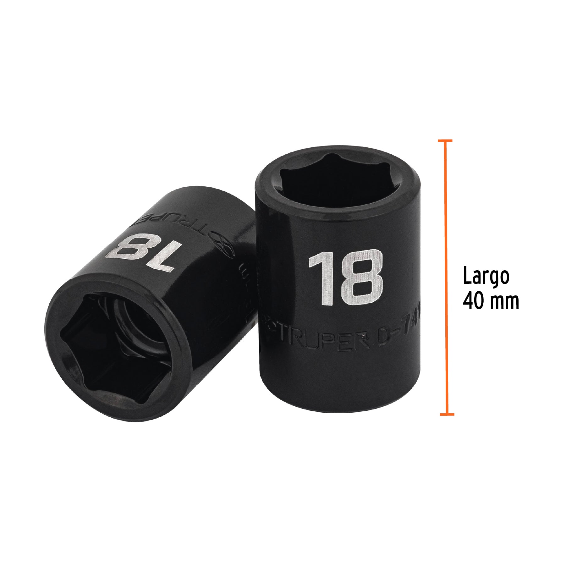 Dado cuadro 1/2" de impacto 6 puntas de 18 mm, TRUPER
