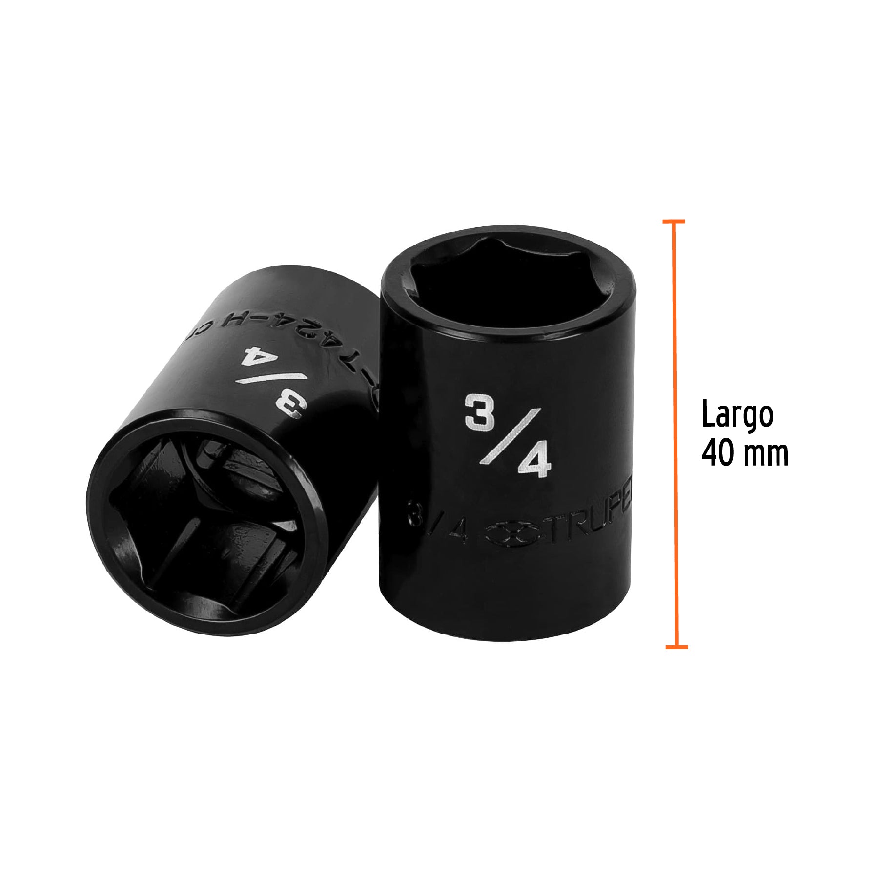 Dado de impacto de 3/4", 6 puntas, cuadro 1/2", TRUPER