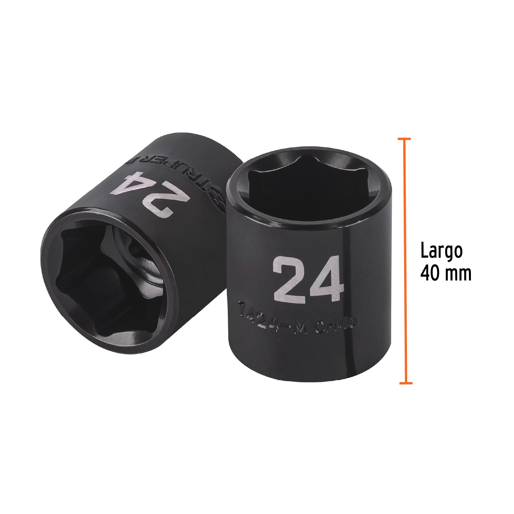 Dado de impacto de 24 mm, 6 puntas, cuadro 1/2", TRUPER