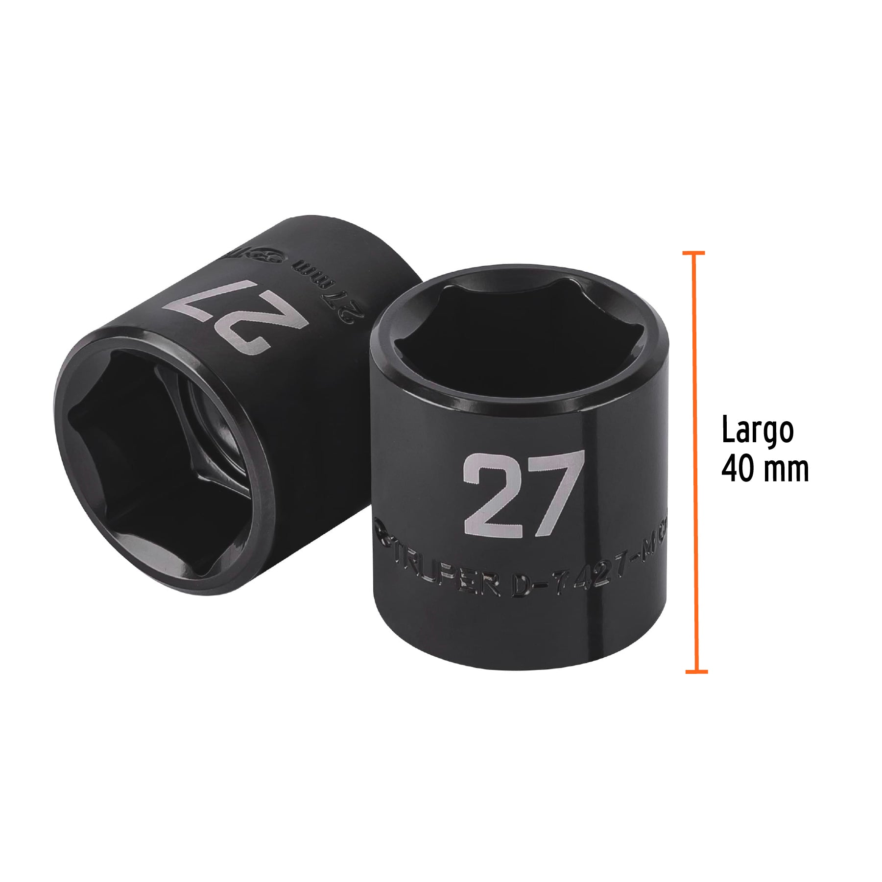 Dado de impacto de 27 mm, 6 puntas, cuadro 1/2", TRUPER