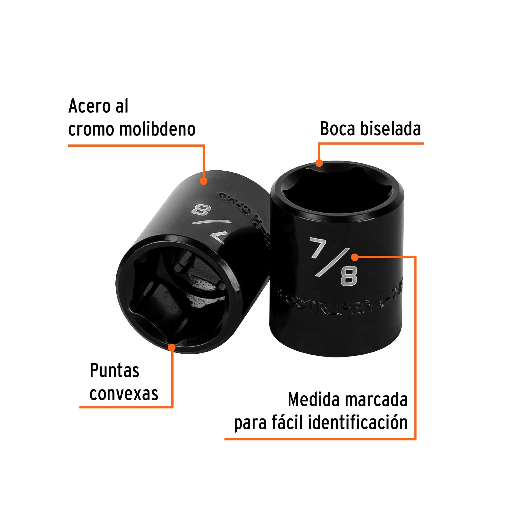 Dado de impacto de 7/8", 6 puntas, cuadro 1/2", TRUPER