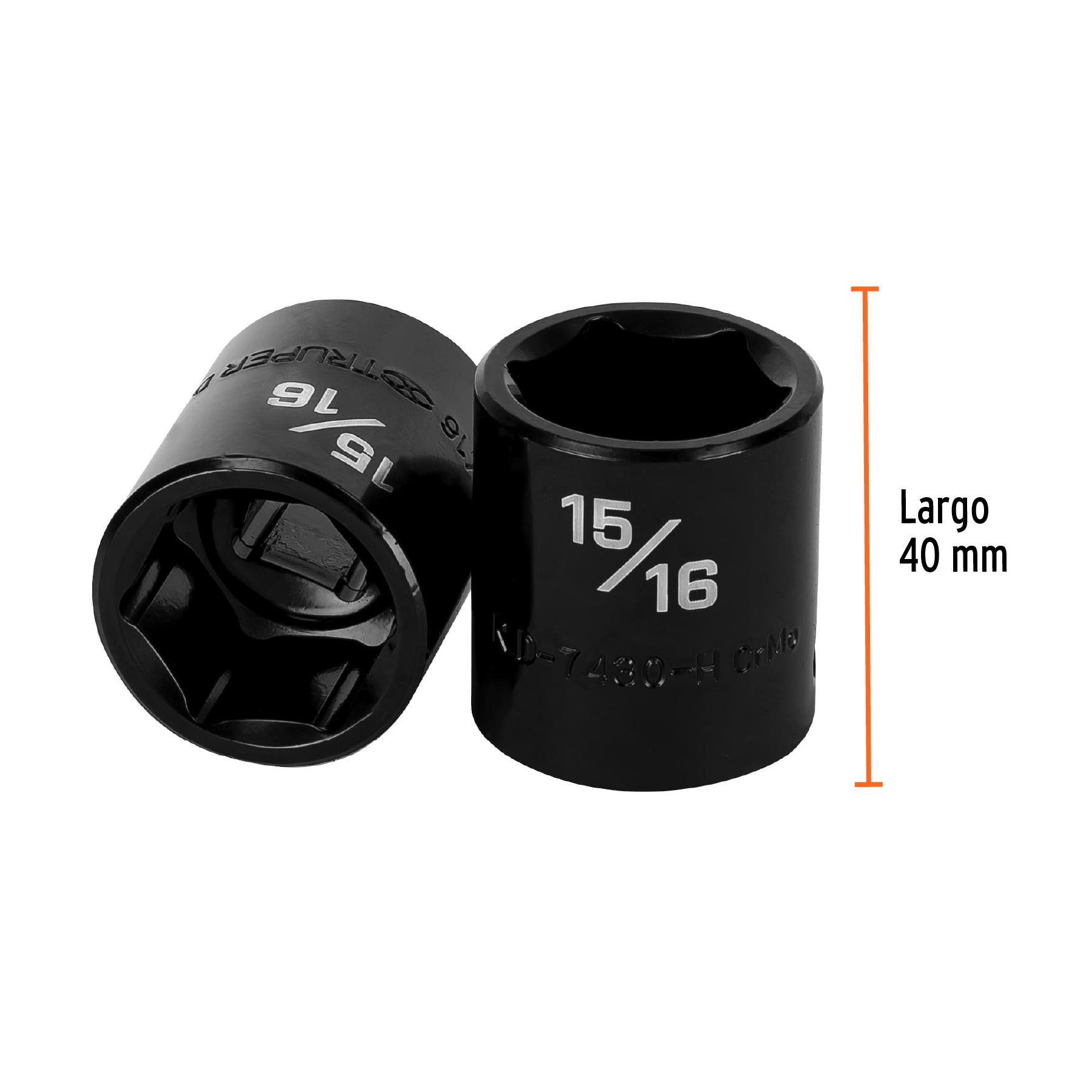 Dado de impacto de 15/16", 6 puntas, cuadro 1/2", TRUPER