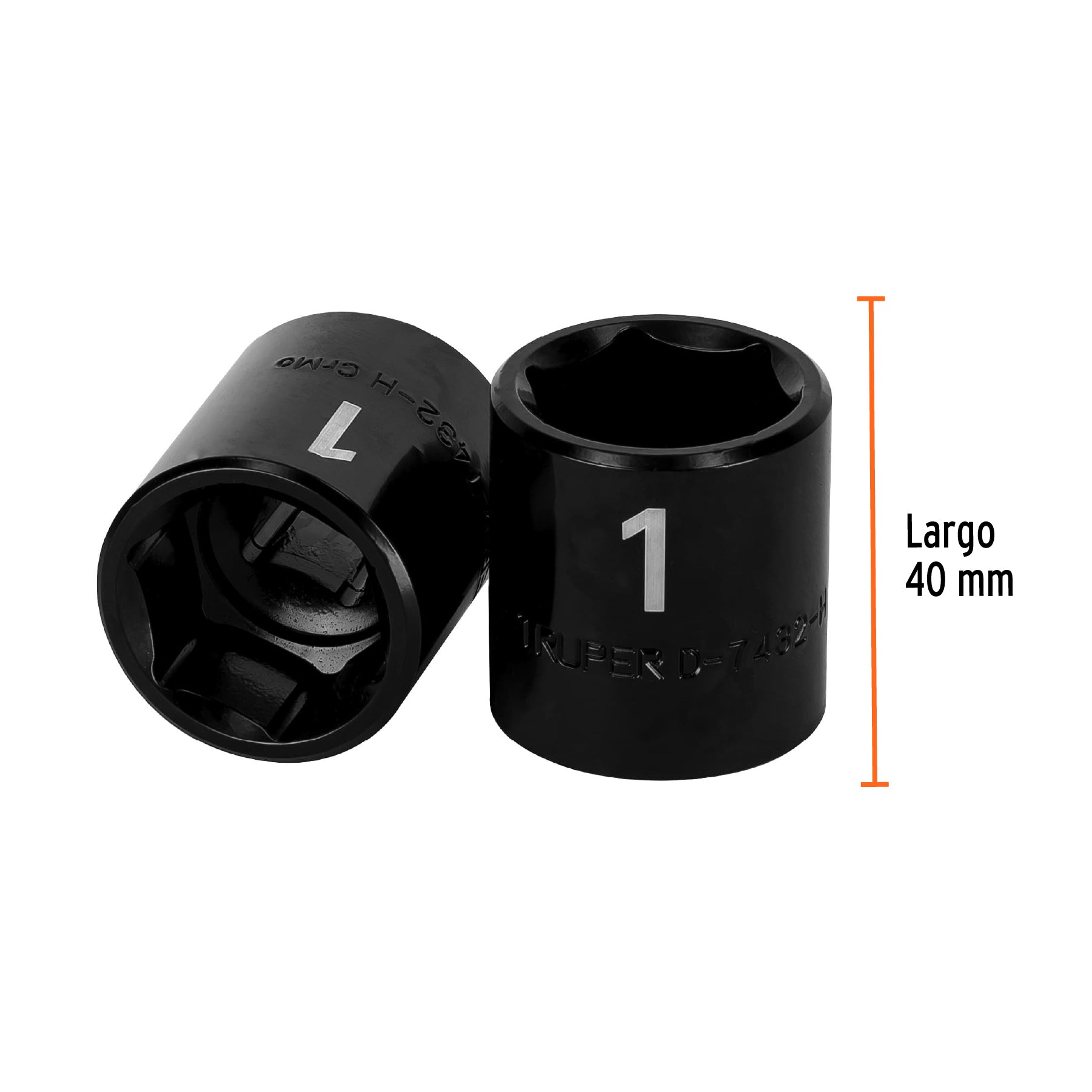 Dado de impacto de 1", 6 puntas, cuadro 1/2", TRUPER