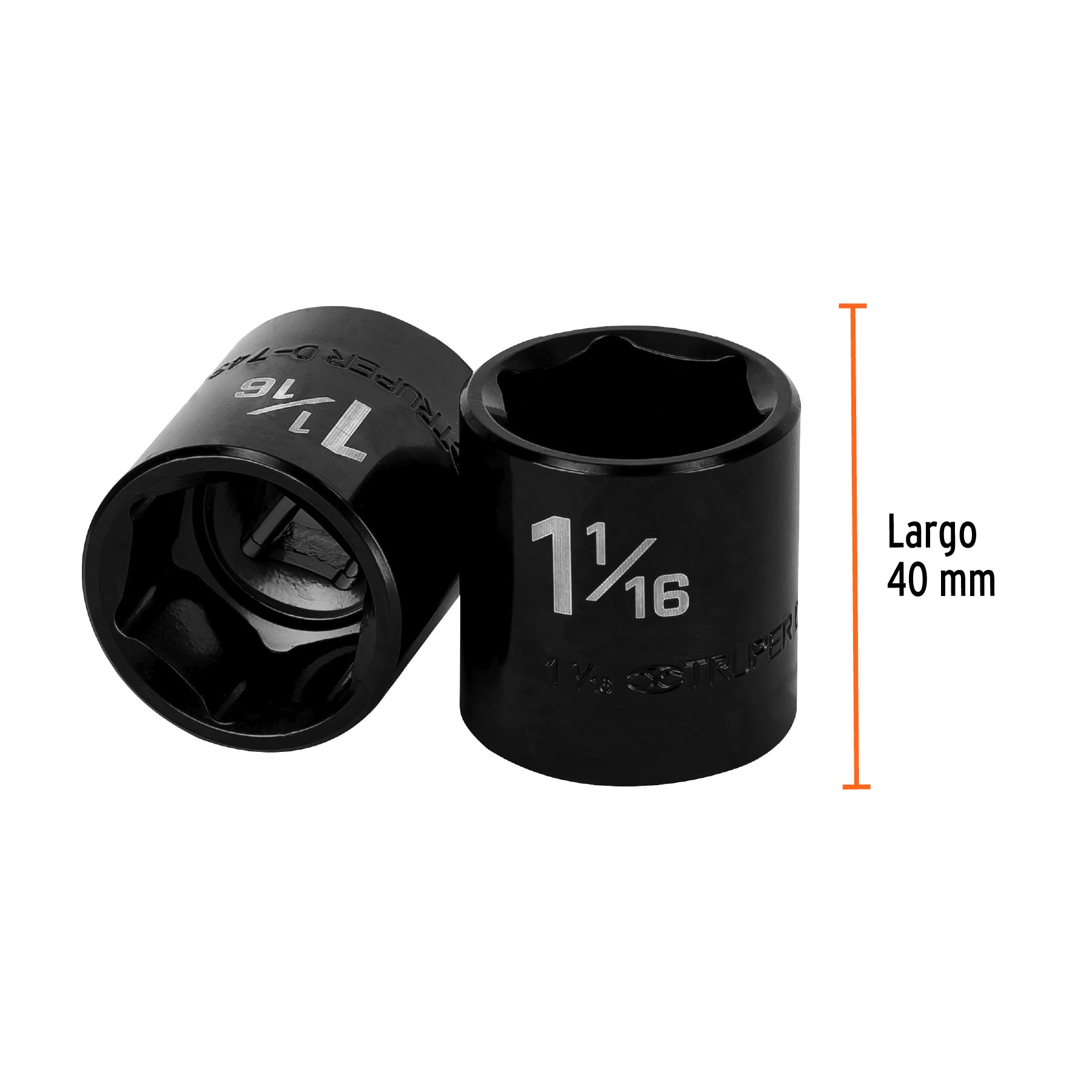 Dado de impacto de 1-1/16", 6 puntas, cuadro 1/2", TRUPER