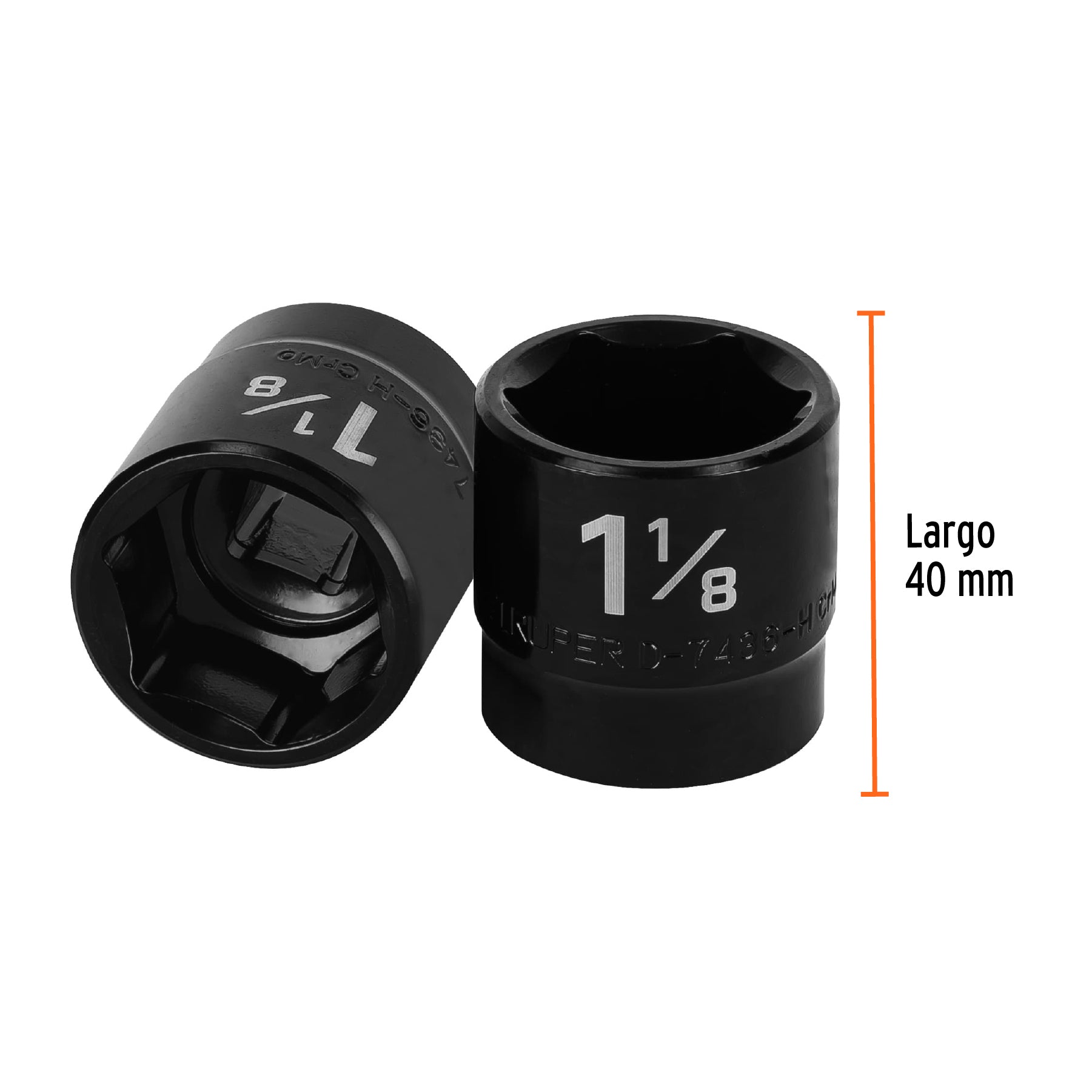 Dado de impacto de 1-1/8", 6 puntas, cuadro 1/2", TRUPER