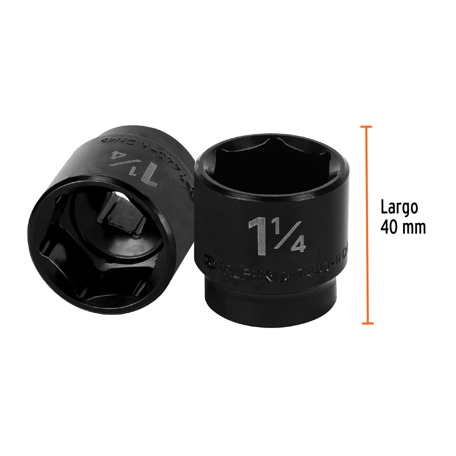 Dado de impacto de 1-1/4", 6 puntas, cuadro 1/2", TRUPER