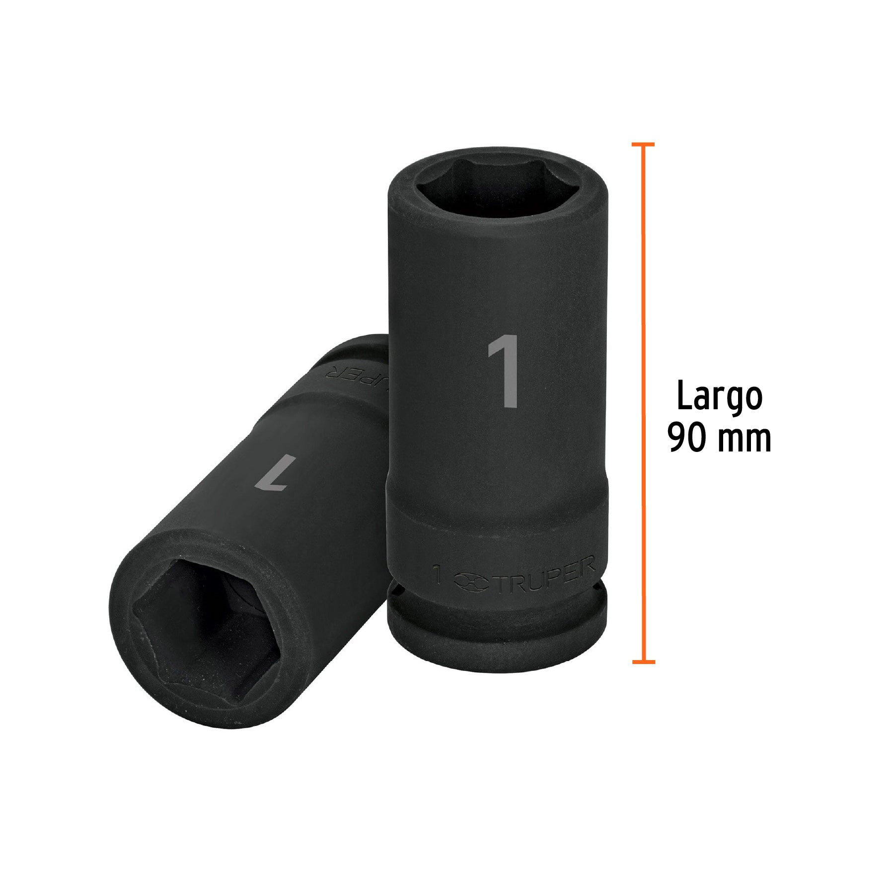 Dado largo de impacto de 1", 6 puntas, cuadro 3/4", TRUPER