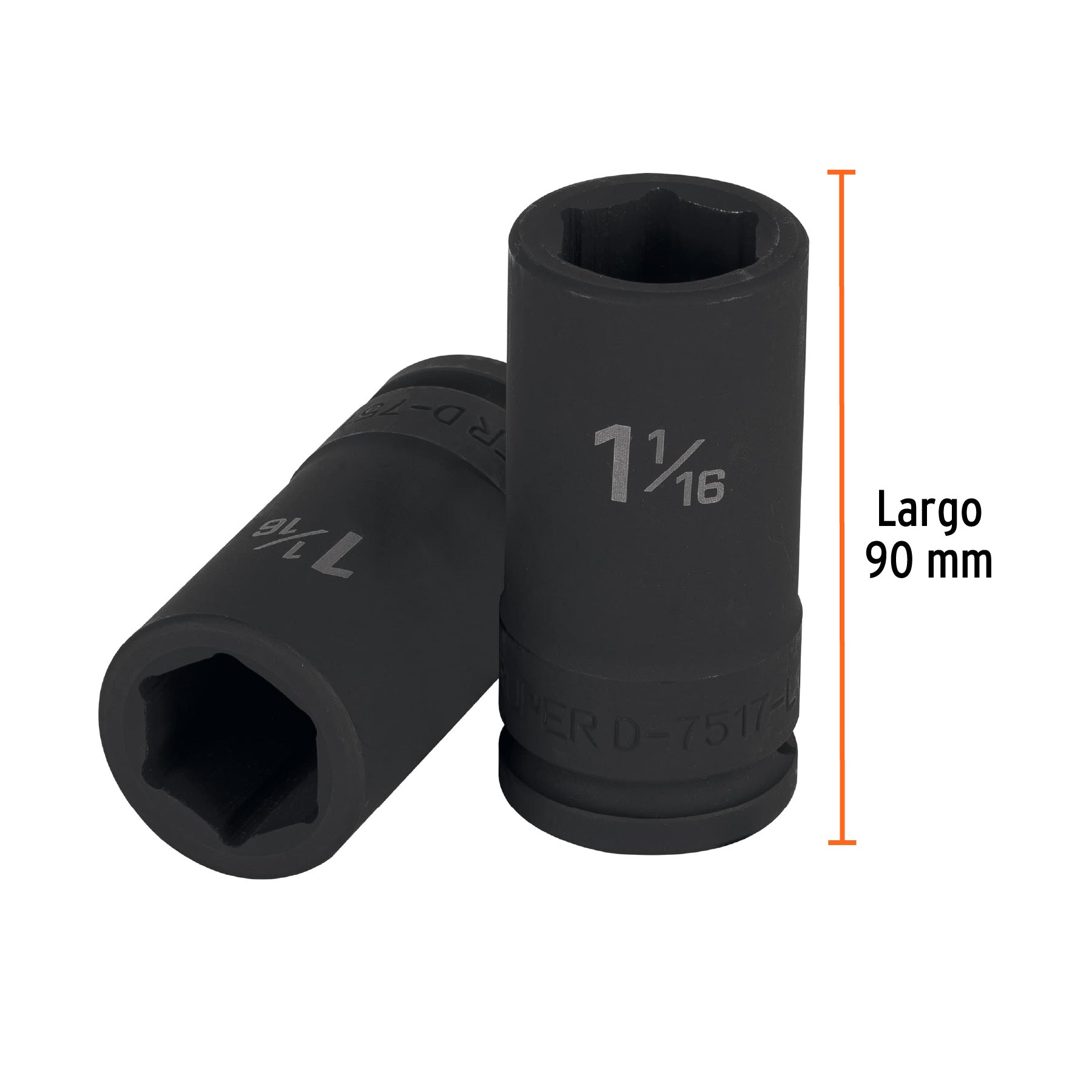 Dado largo de impacto de 1-1/16", 6 puntas, cuadro 3/4"