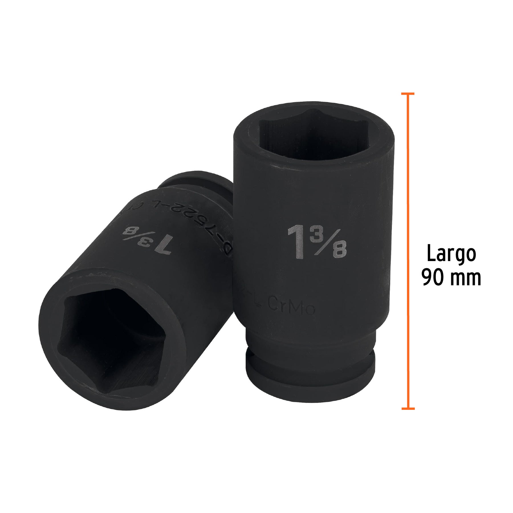 Dado largo de impacto de 1-3/8", 6 puntas, cuadro 3/4"