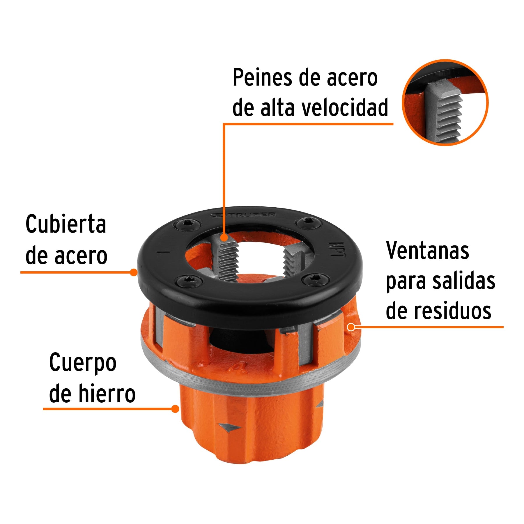 Dado 1" para tarrajas TA-850 y TA-851, TRUPER