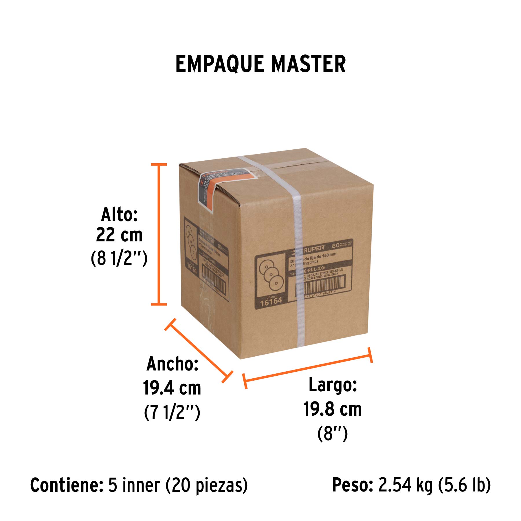 Paquete con 3 discos de lija 6" grano 80, para PUL-4X6T - Empaque