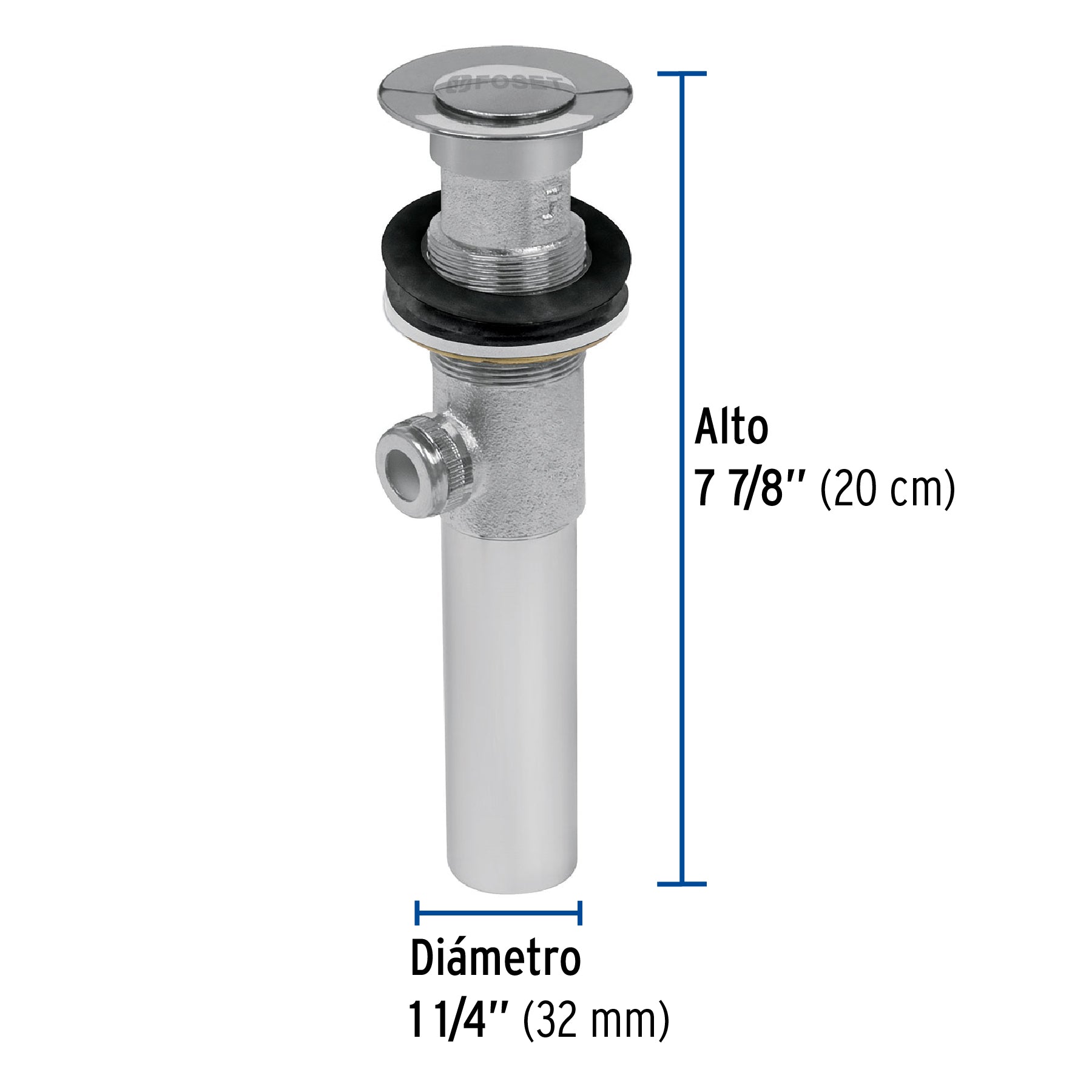 Contra para lavabo, con rebosadero,sistema automático, cromo