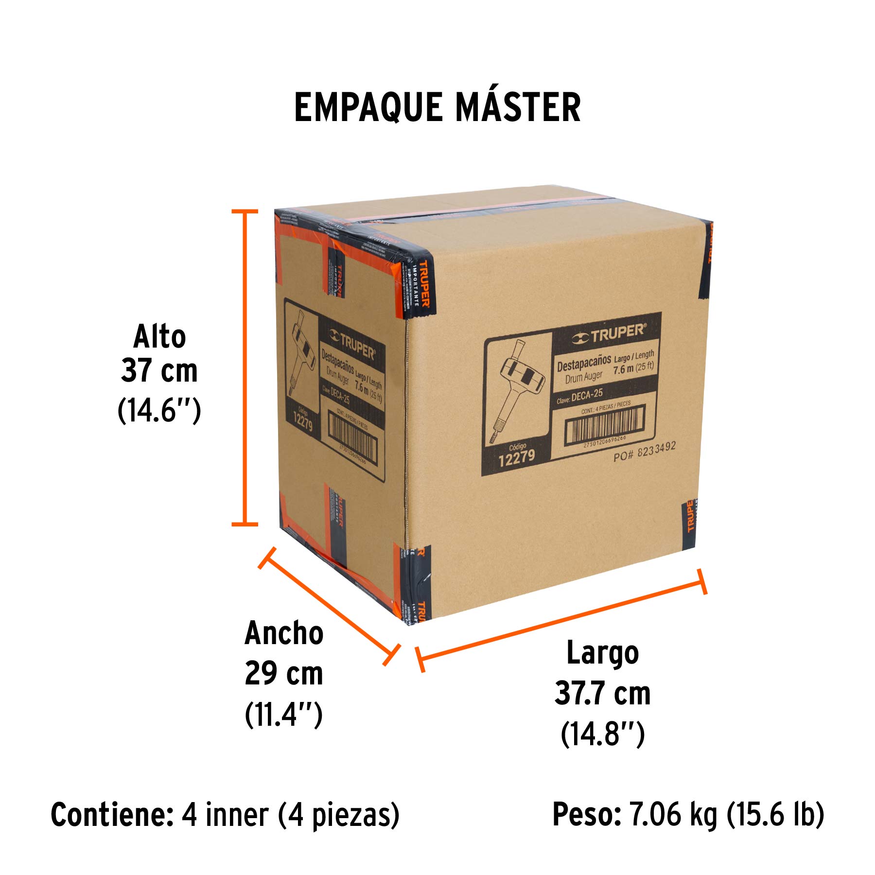 Destapacaños de 7.6 m manual, TRUPER - Empaque