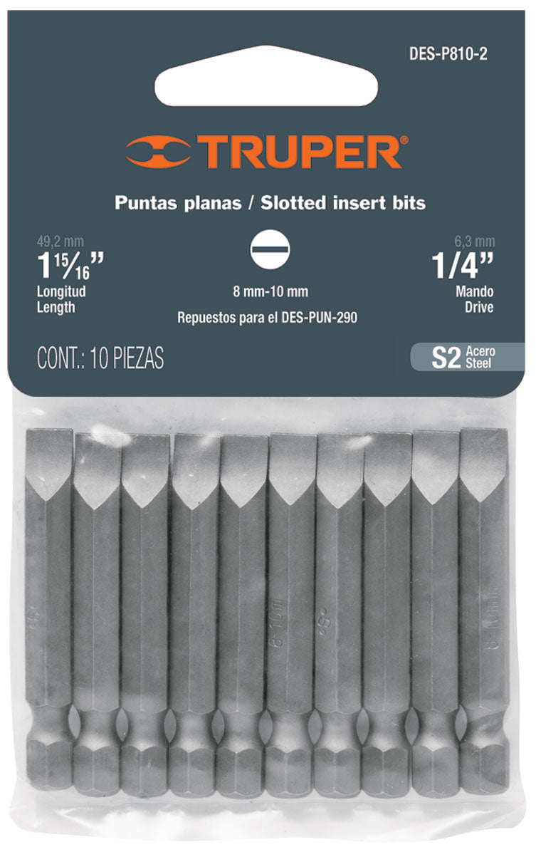 Repuesto despachador, puntas planas P810, 2", bolsa 10 pzas