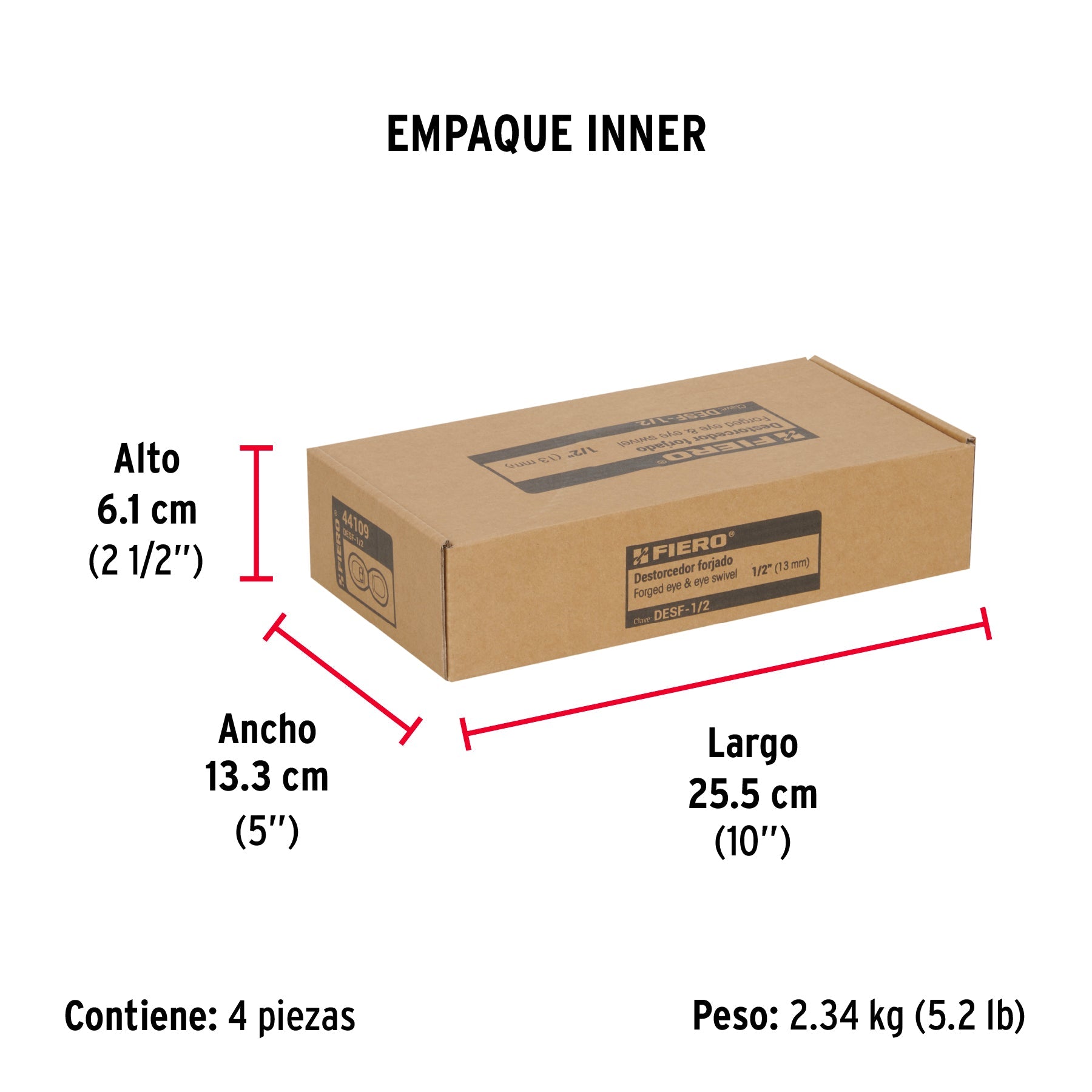 Destorcedor forjado de 1/2", FIERO - Empaque