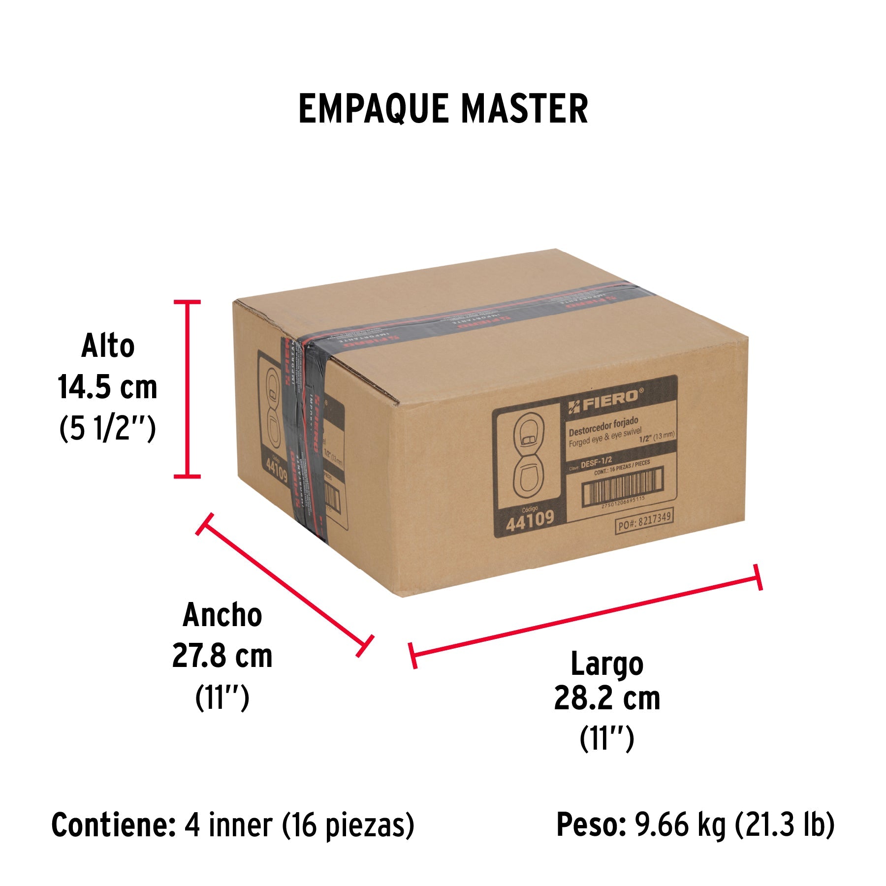 Destorcedor forjado de 1/2", FIERO - Empaque