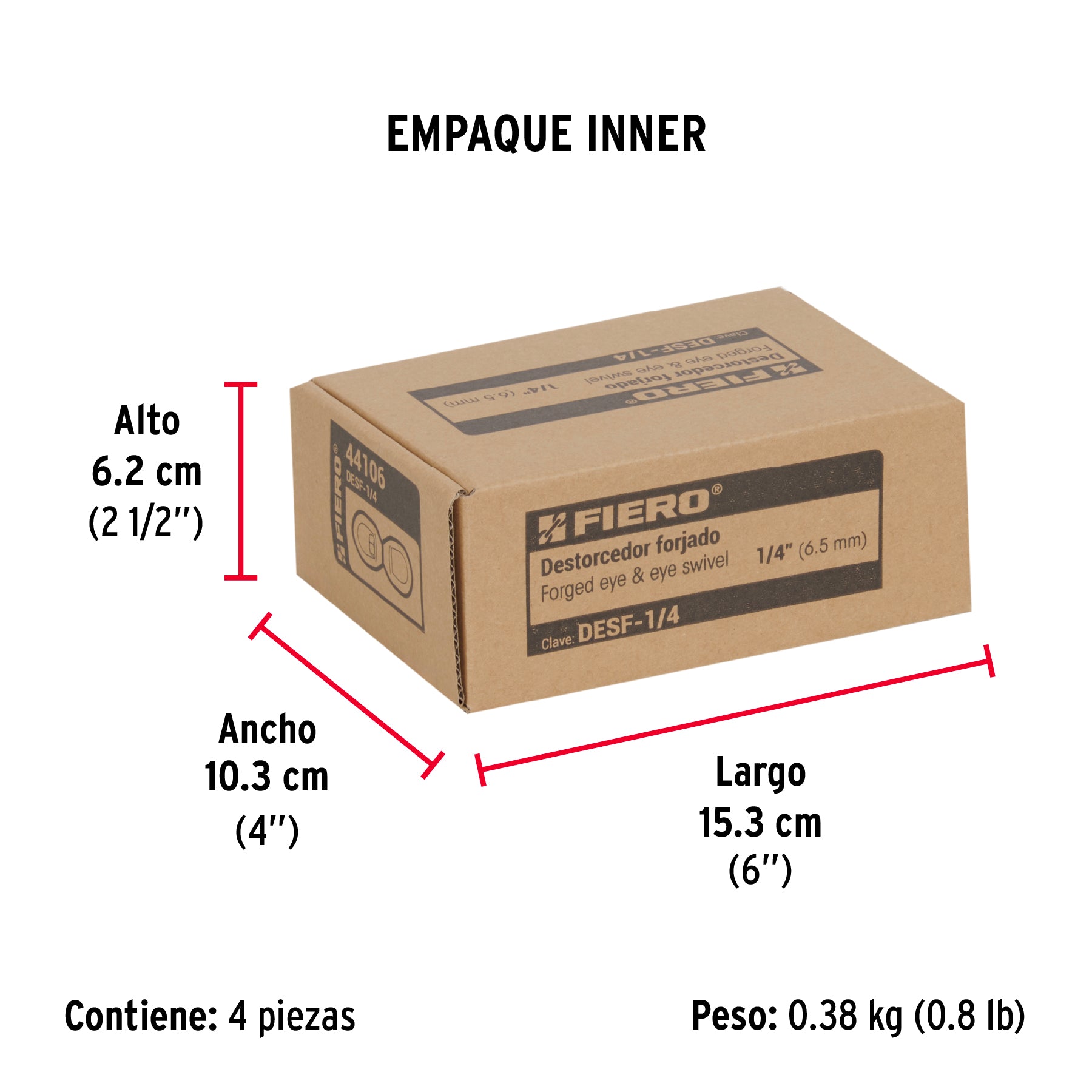 Destorcedor forjado de 1/4", FIERO - Empaque