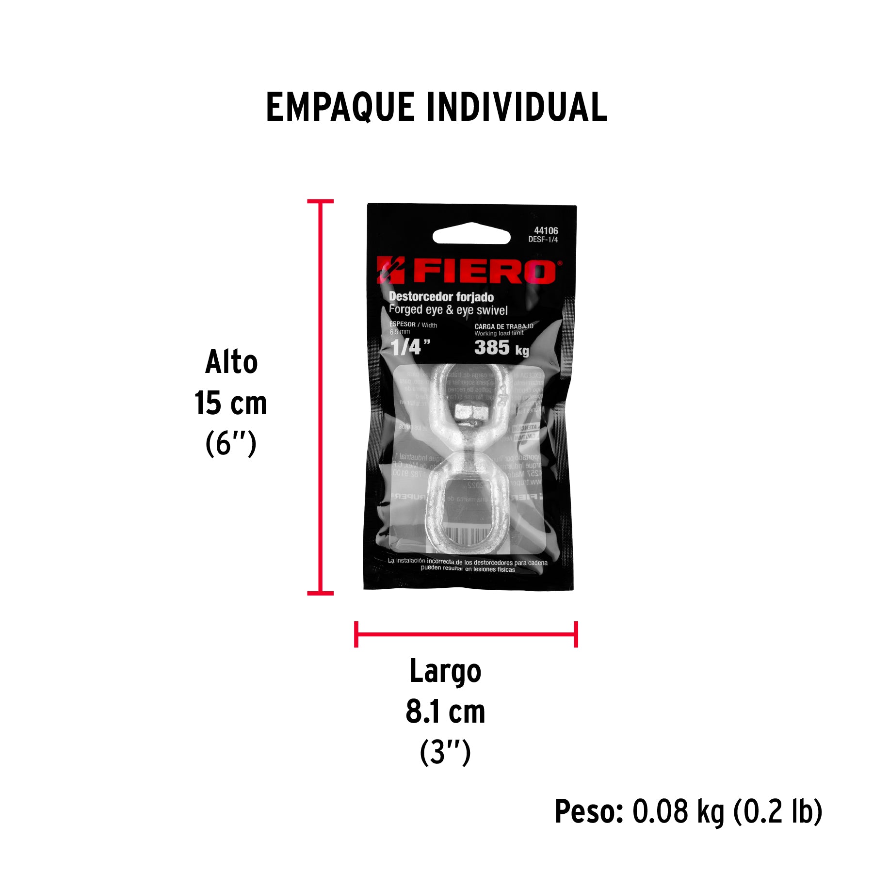 Destorcedor forjado de 1/4", FIERO - Empaque