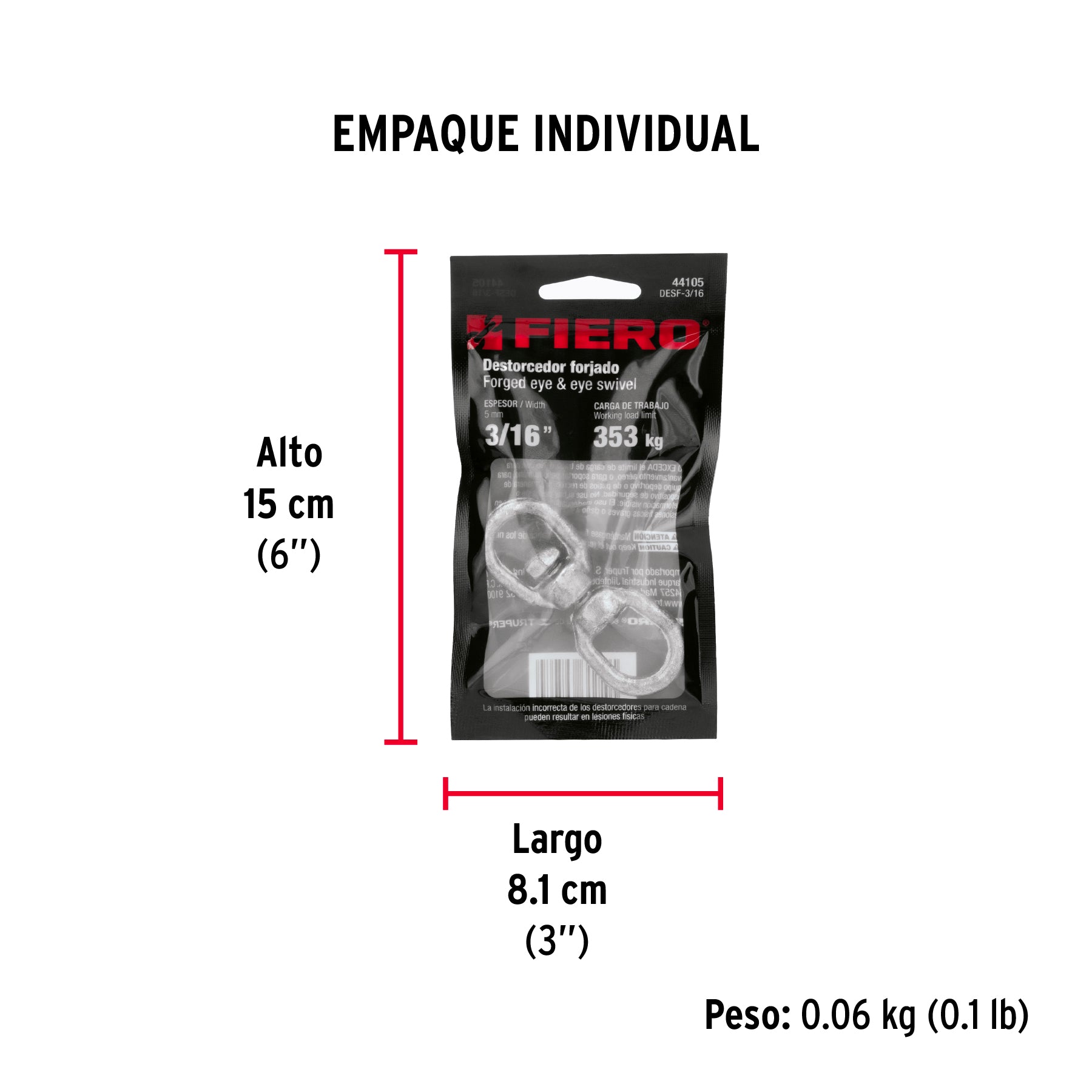 Destorcedor forjado de 3/16", FIERO - Empaque
