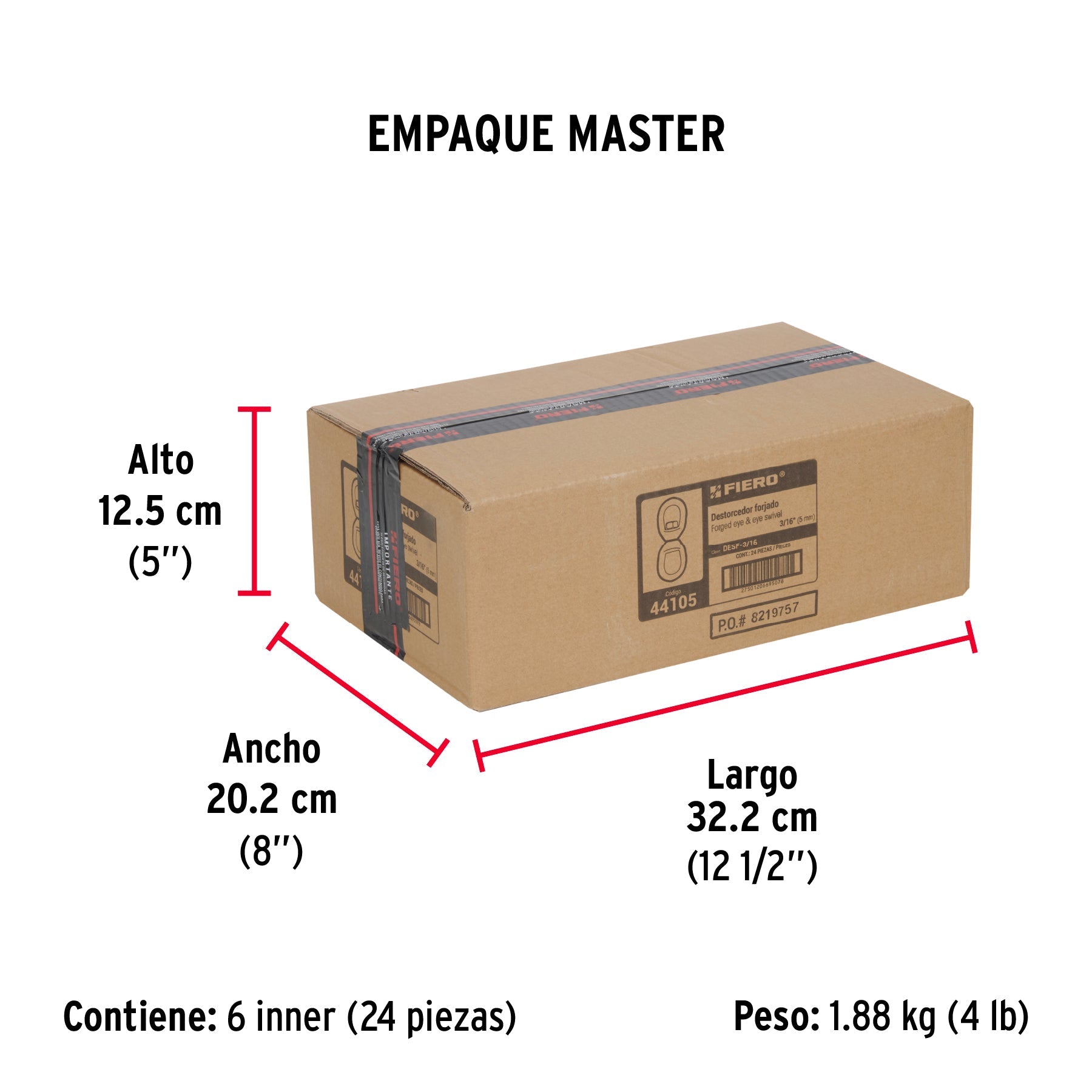 Destorcedor forjado de 3/16", FIERO - Empaque