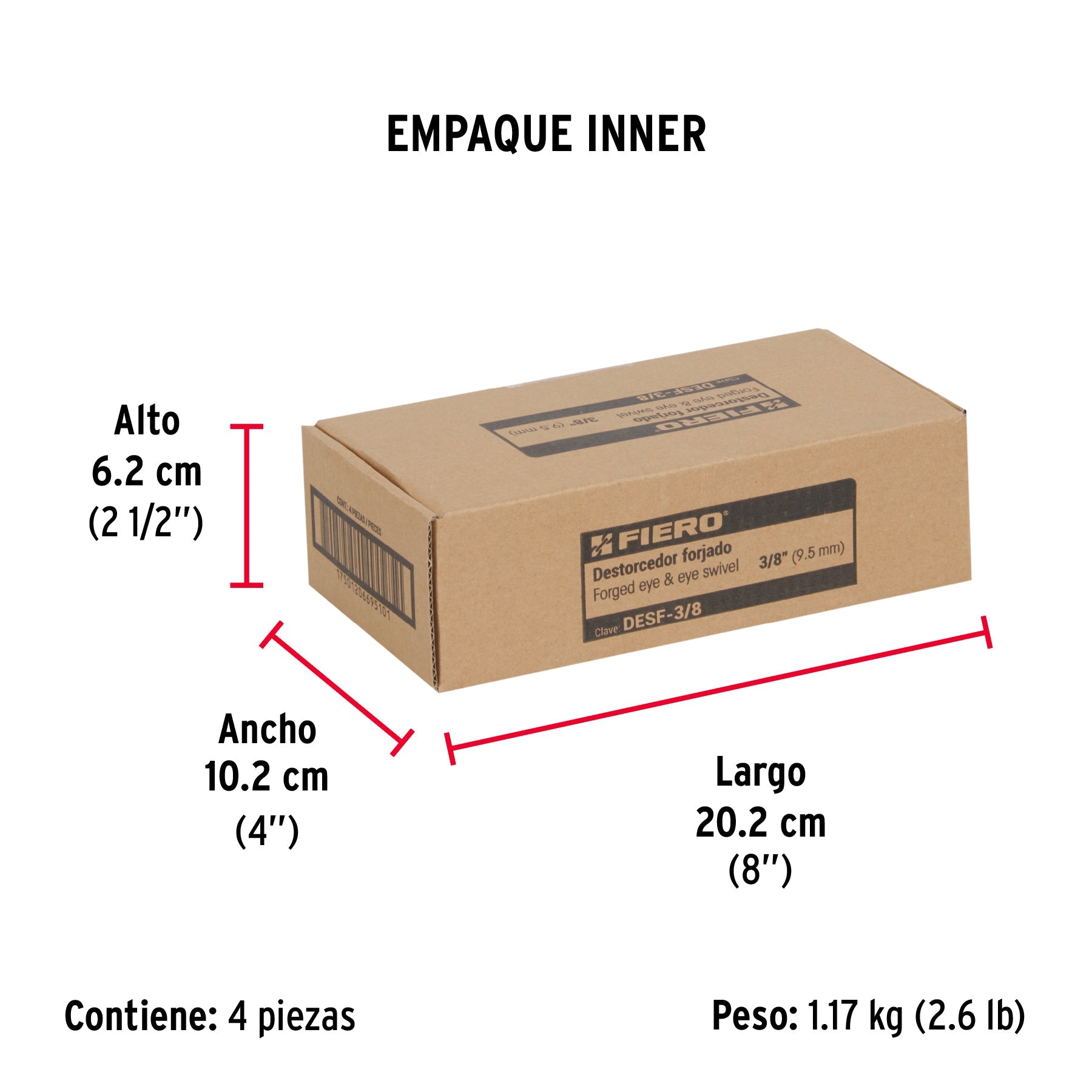 Destorcedor forjado de 3/8", FIERO - Empaque
