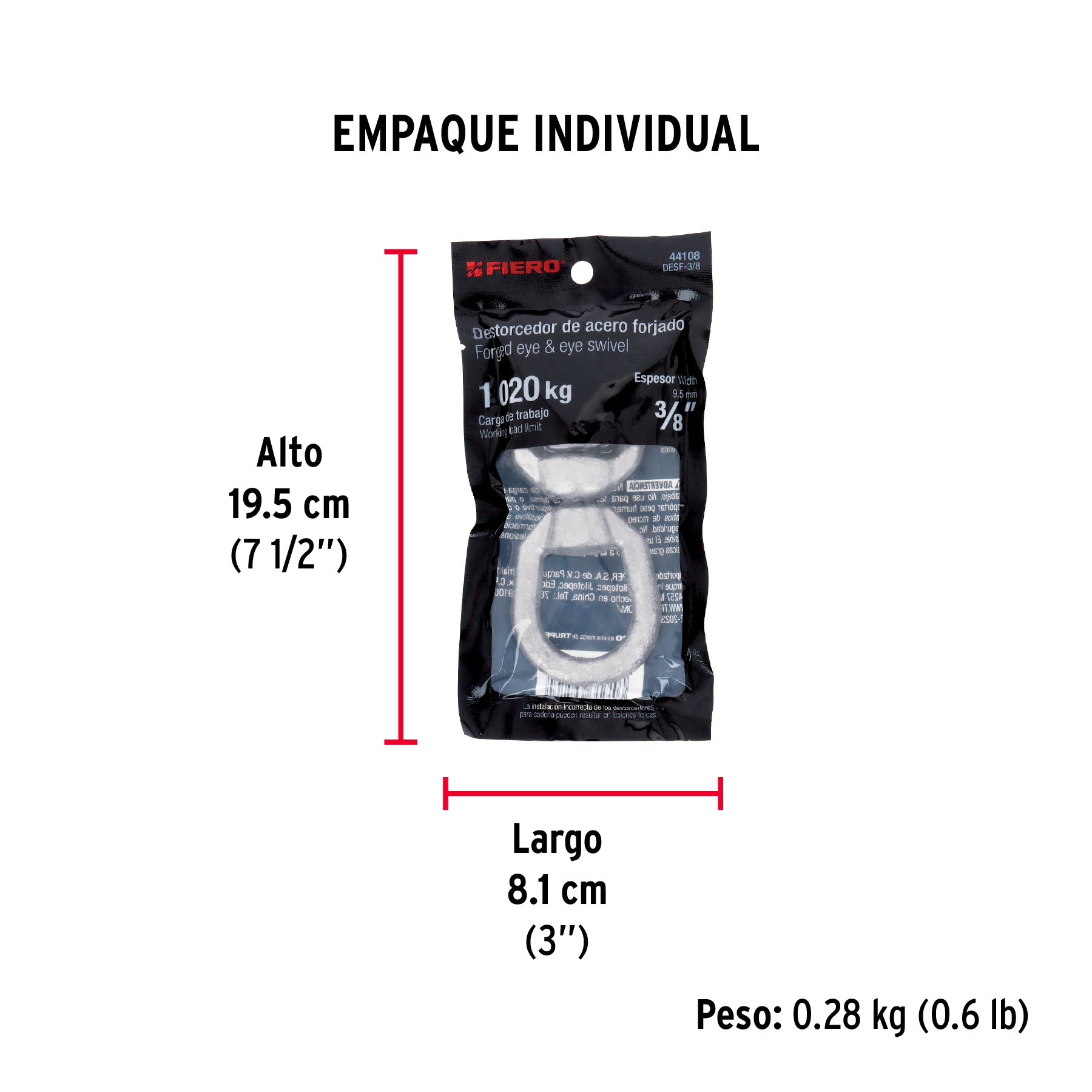 Destorcedor forjado de 3/8", FIERO - Empaque