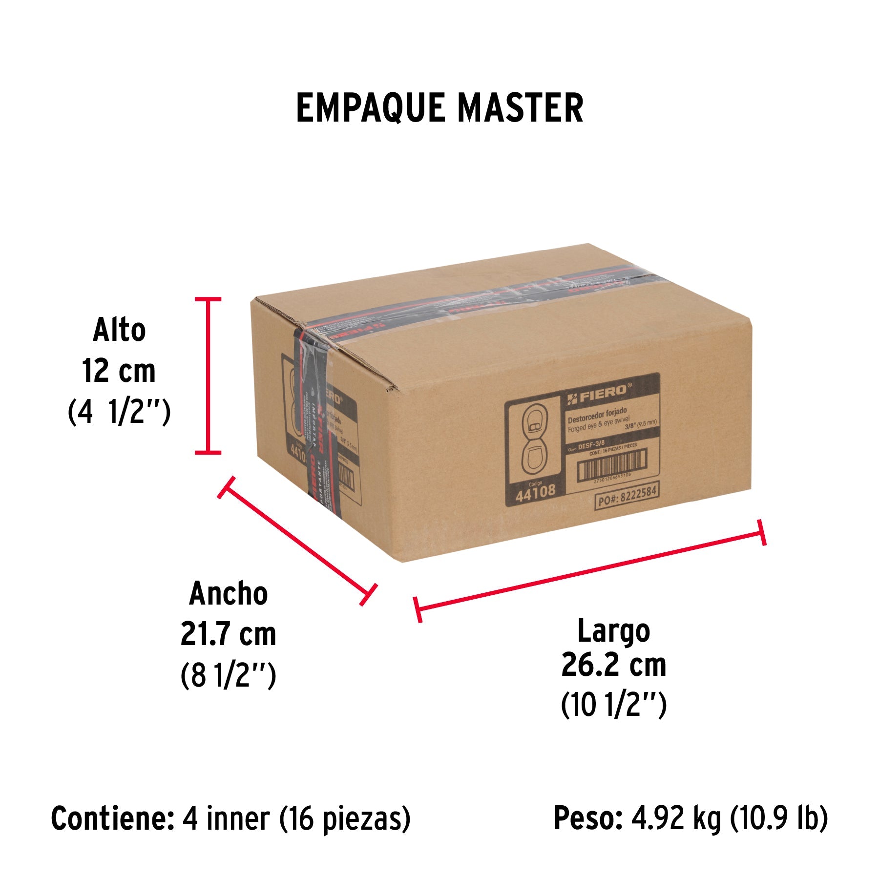 Destorcedor forjado de 3/8", FIERO - Empaque