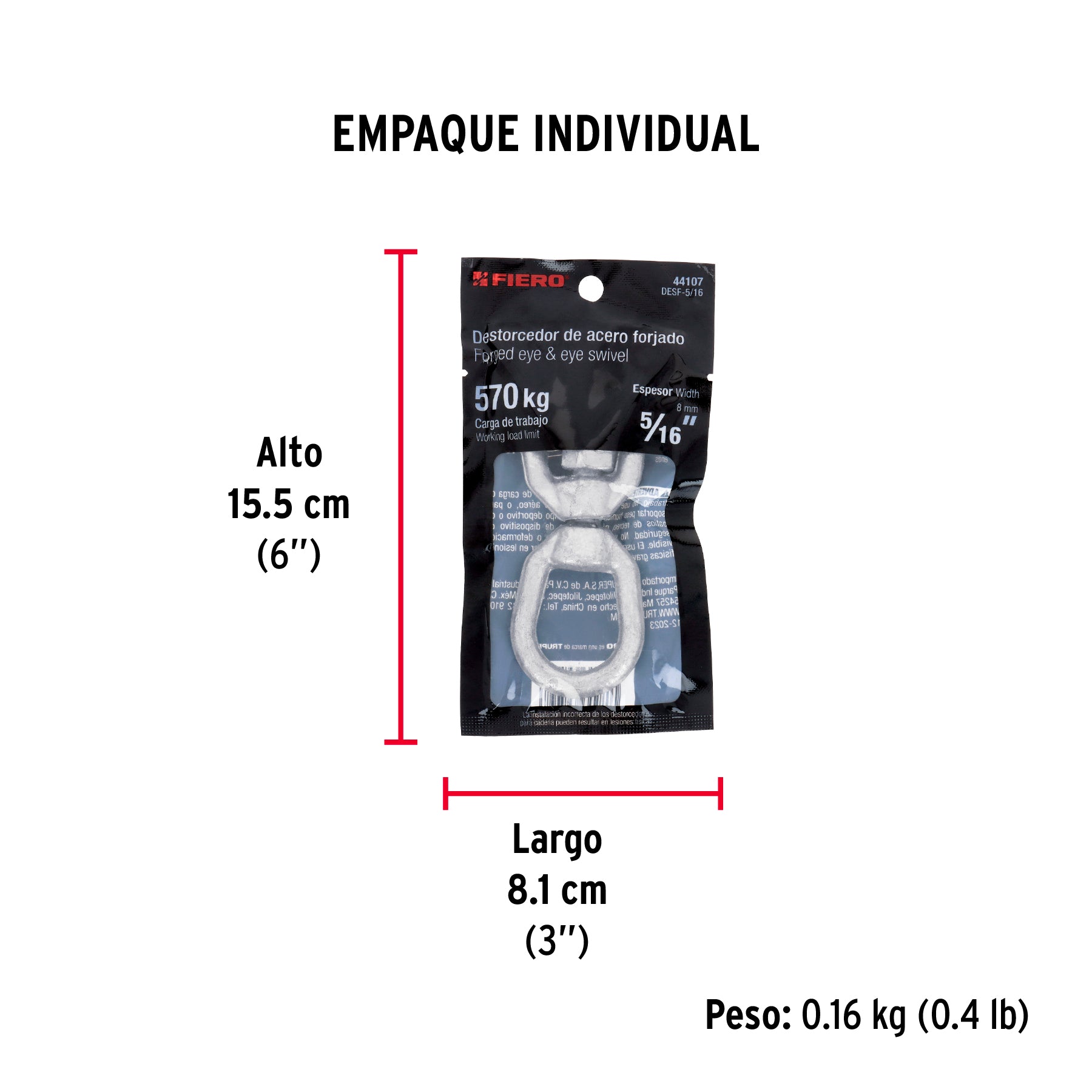 Destorcedor forjado de 5/16", FIERO - Empaque