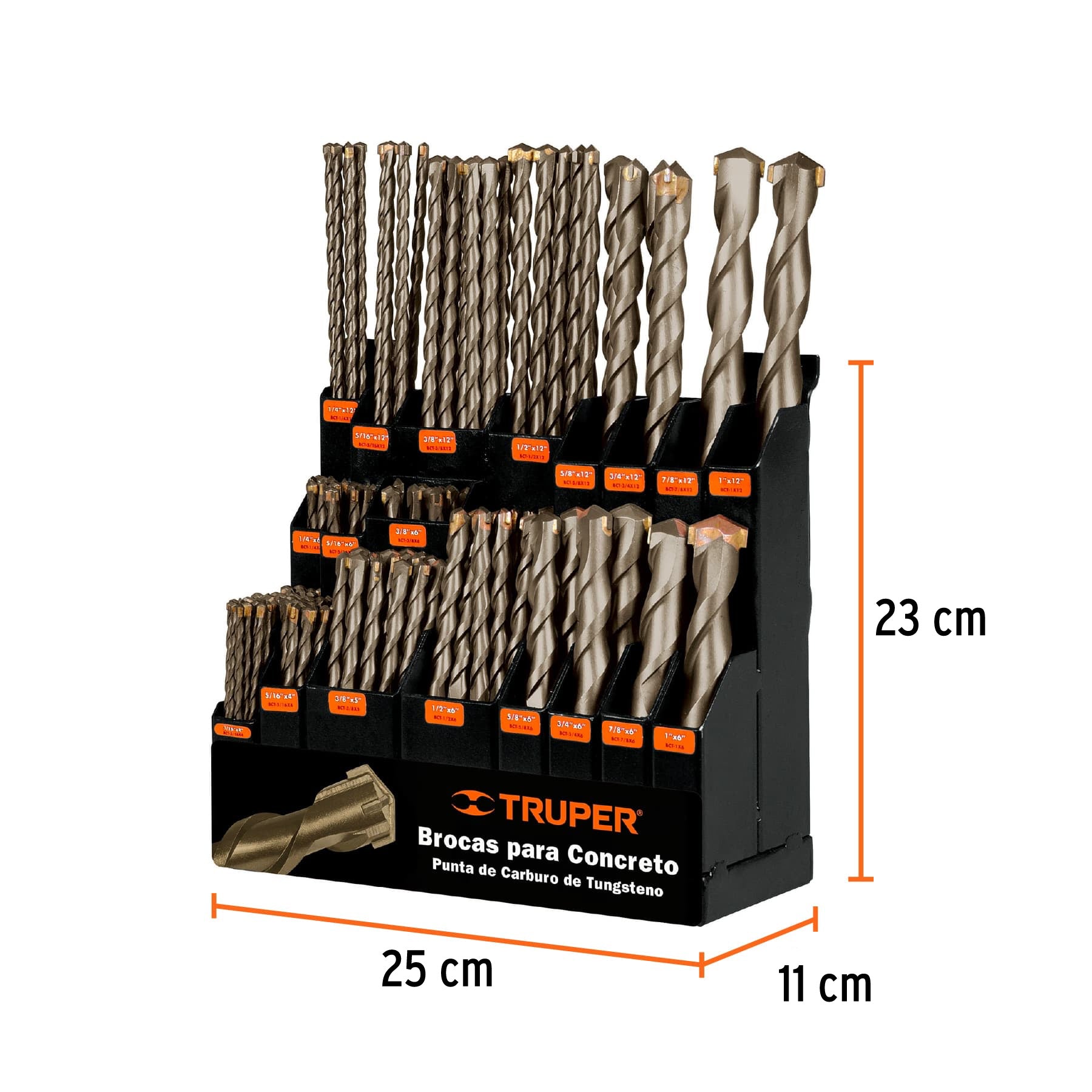 Exhibidor despachador con brocas para concreto, TRUPER