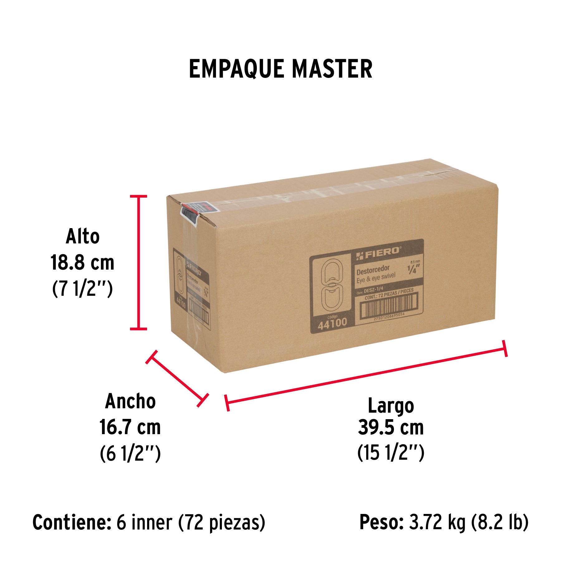Destorcedor metálico de 1/4", FIERO - Empaque