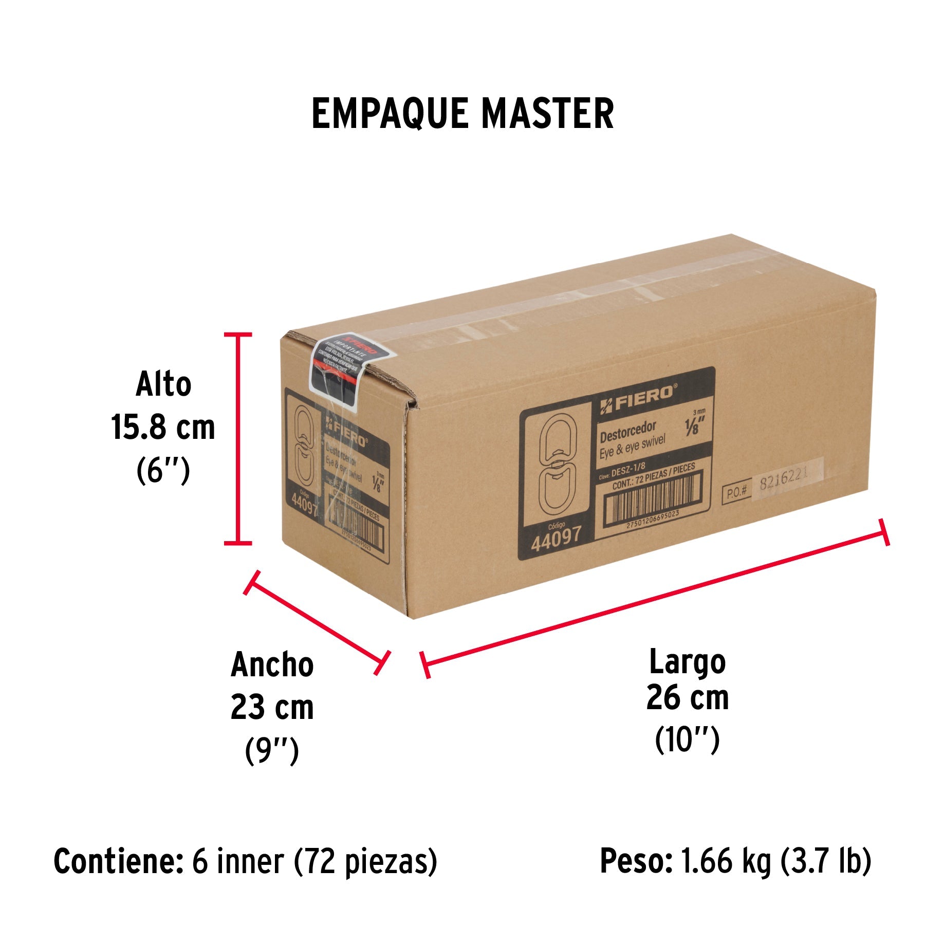 Destorcedor metálico de 1/8", FIERO - Empaque