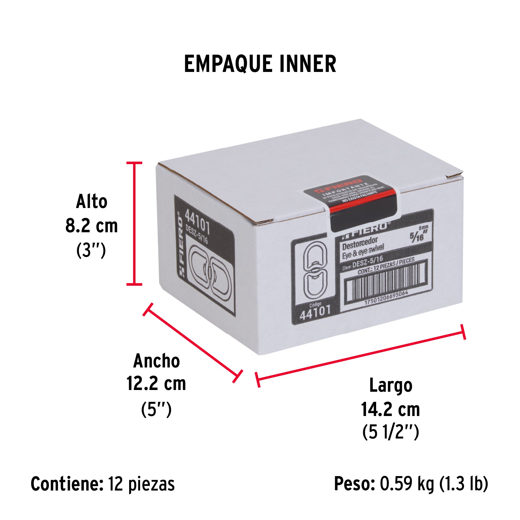 Destorcedor metálico de 5/16", FIERO - Empaque