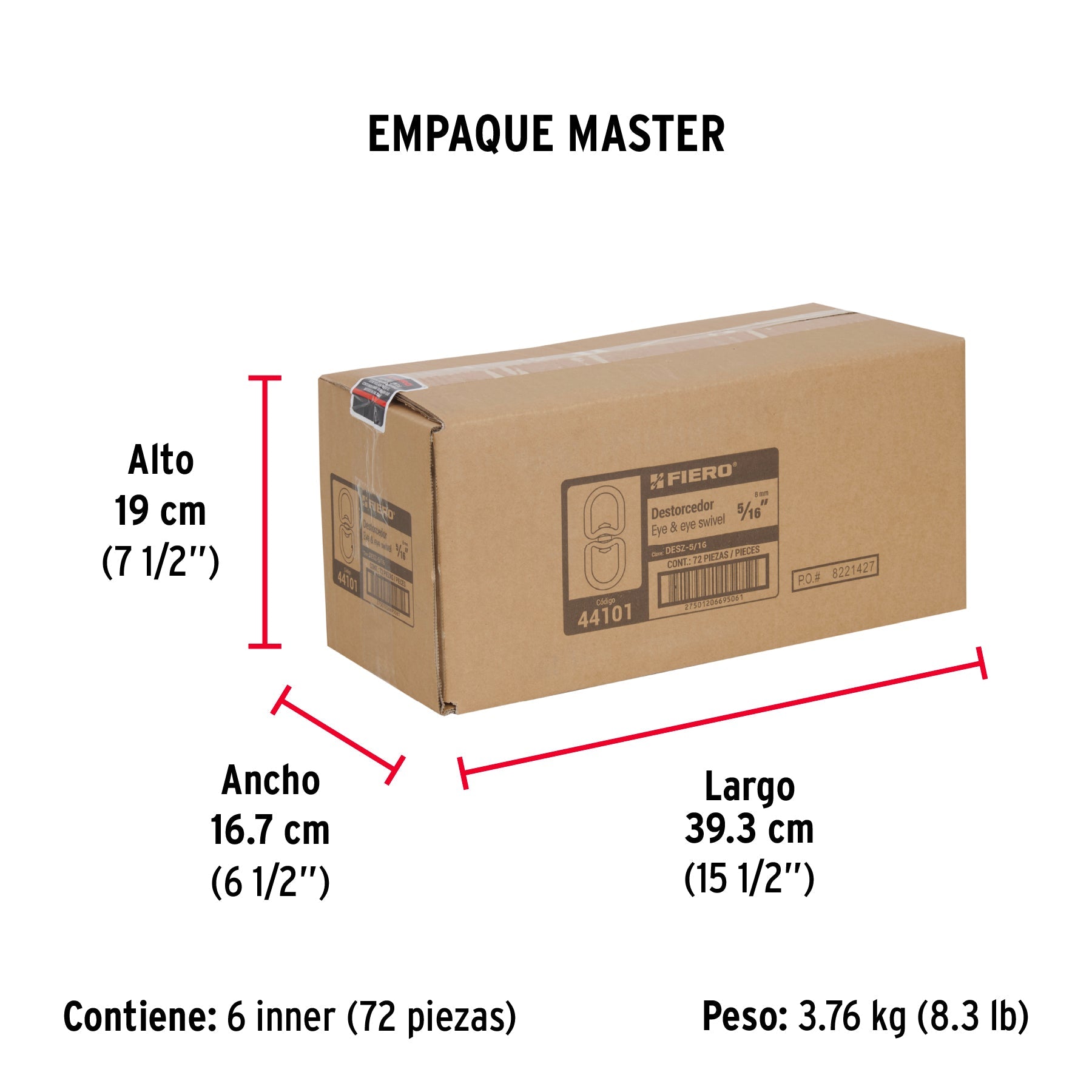 Destorcedor metálico de 5/16", FIERO - Empaque