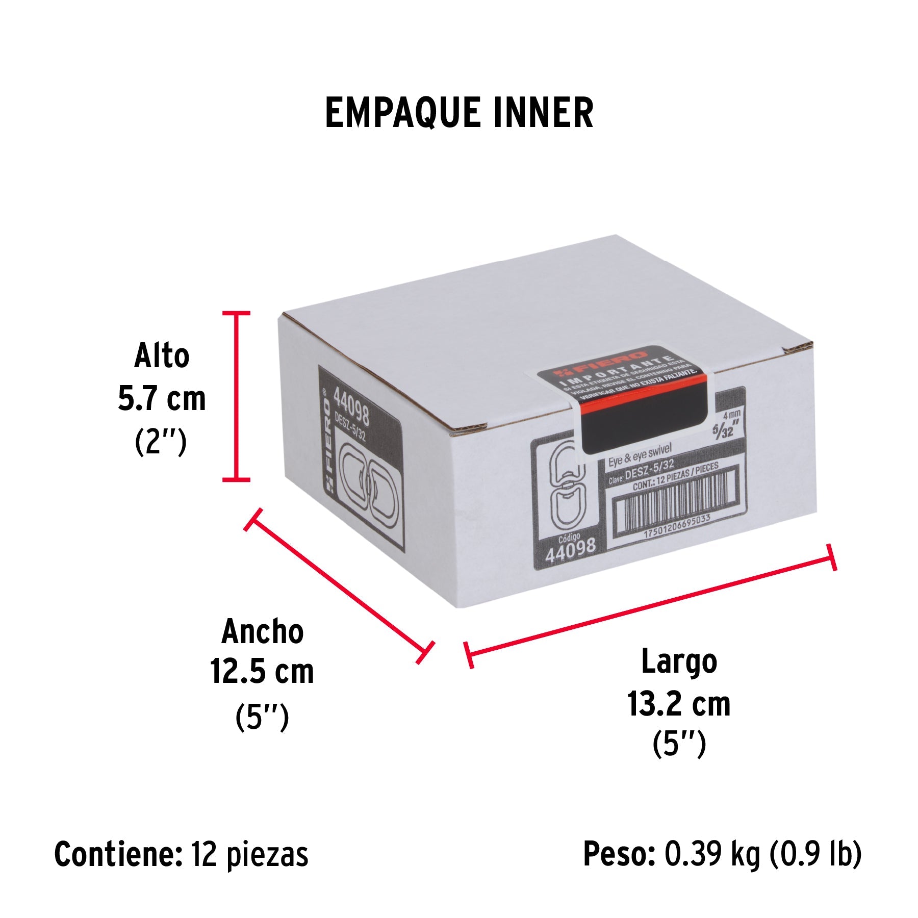 Destorcedor metálico de 5/32", FIERO - Empaque