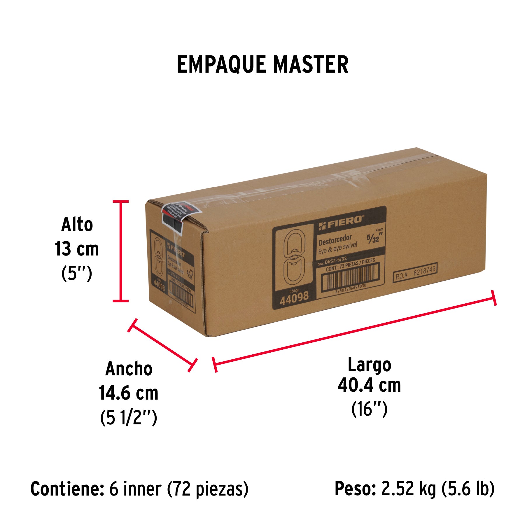 Destorcedor metálico de 5/32", FIERO - Empaque