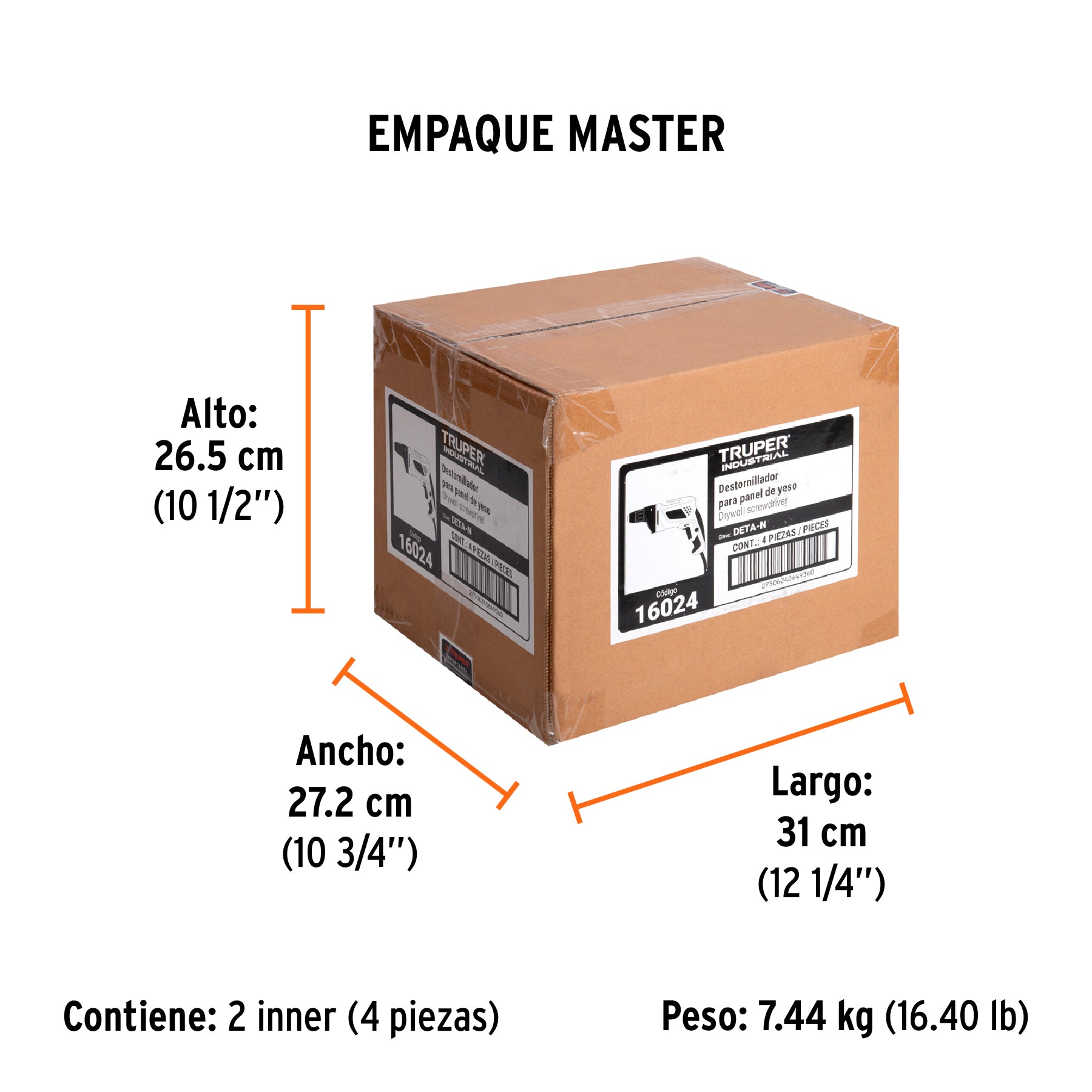 Destornillador para panel de yeso 540W, TRUPER INDUSTRIAL - Empaque