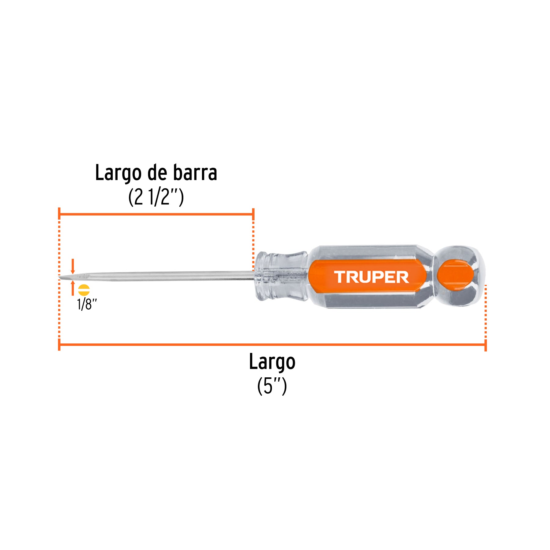 Desarmador cabinet 1/8" x 2-1/2" mango de acetato, TRUPER