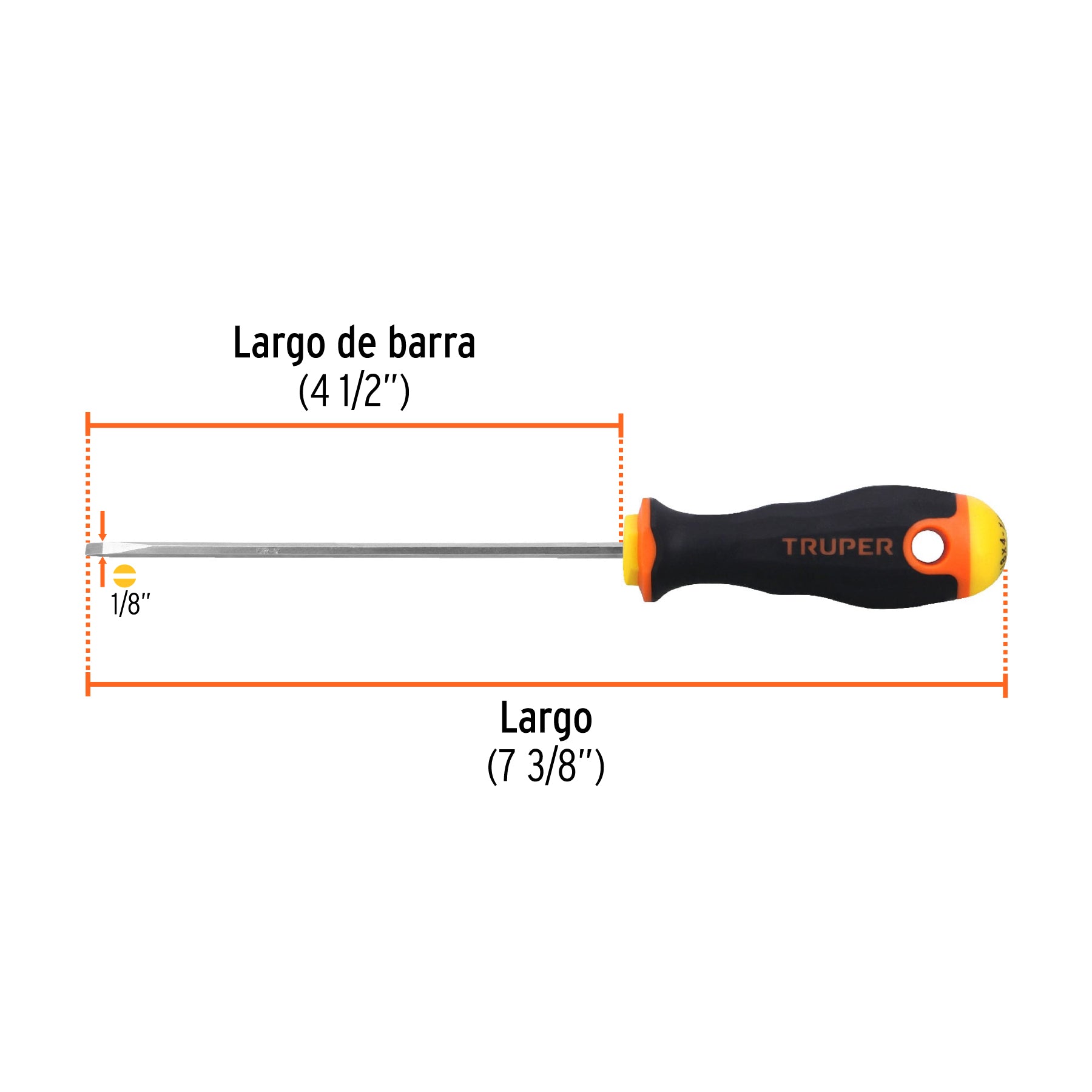 Desarmador cabinet 1/8" x 4-1/2" mango Comfort Grip, TRUPER