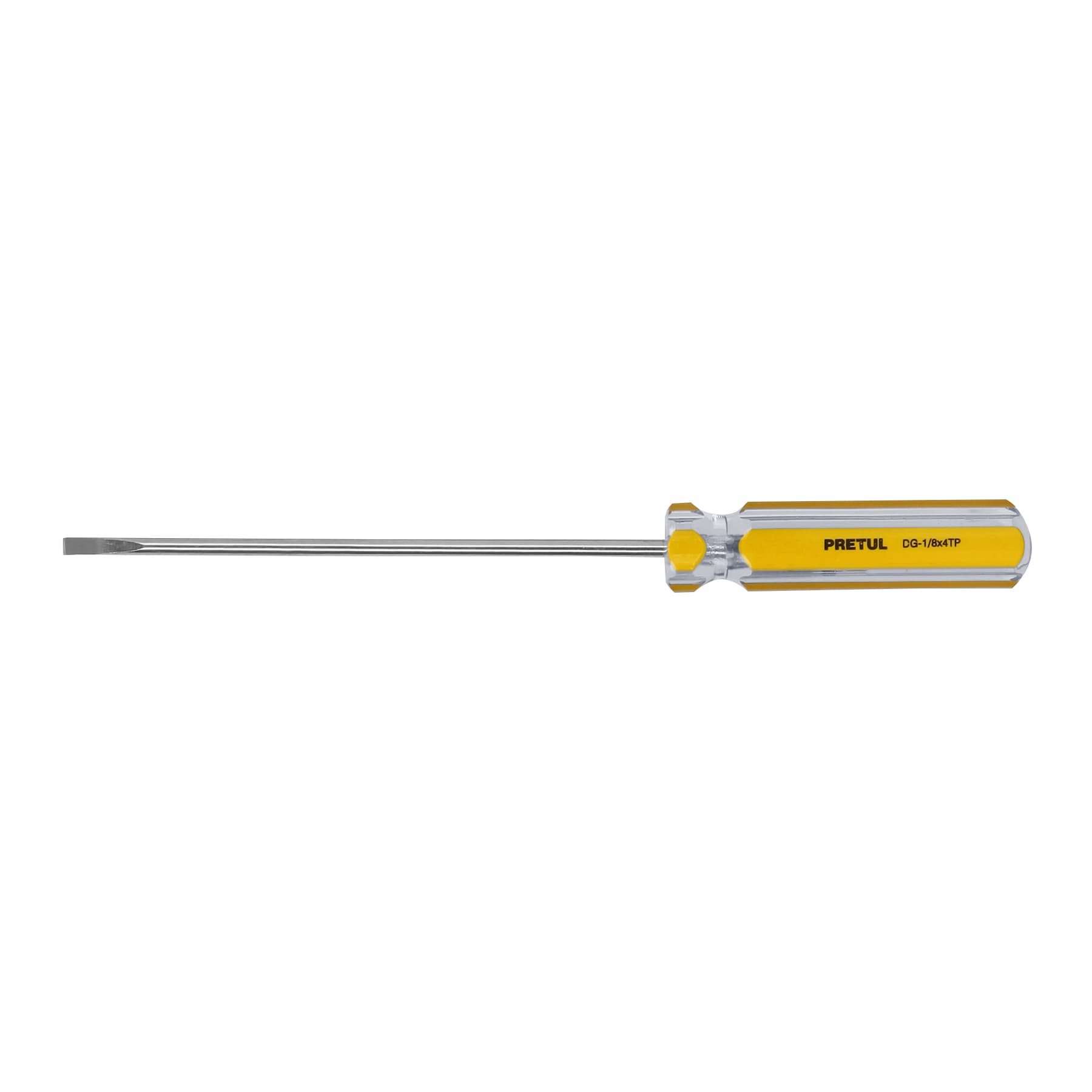 Desarmador cabinet 1/8 x 4" mango de PVC, PRETUL