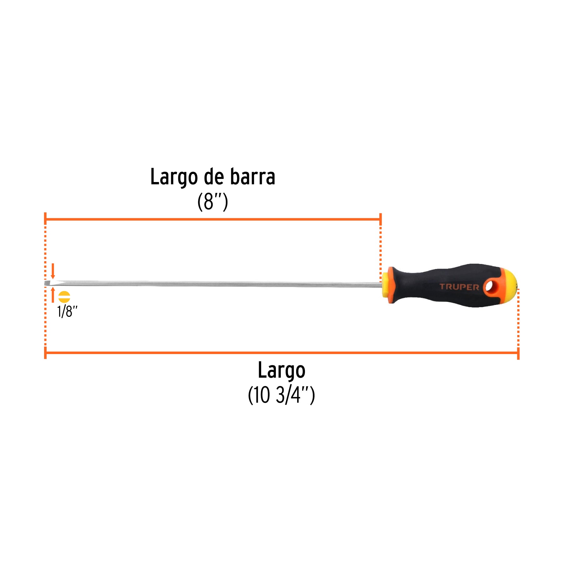 Desarmador cabinet 1/8" x 8" mango Comfort Grip, TRUPER