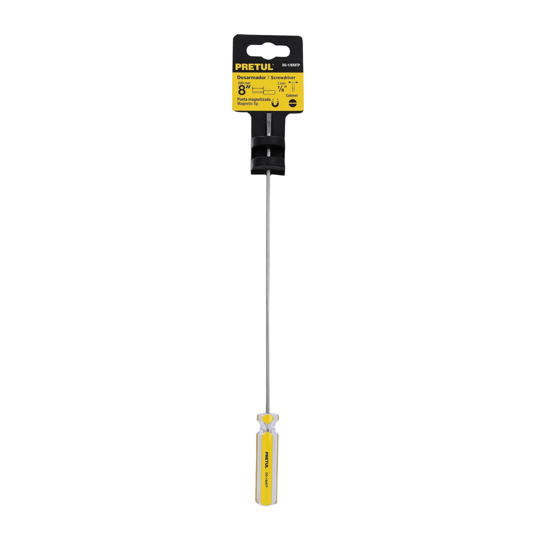 Desarmador cabinet 1/8 x 8" mango de PVC, PRETUL