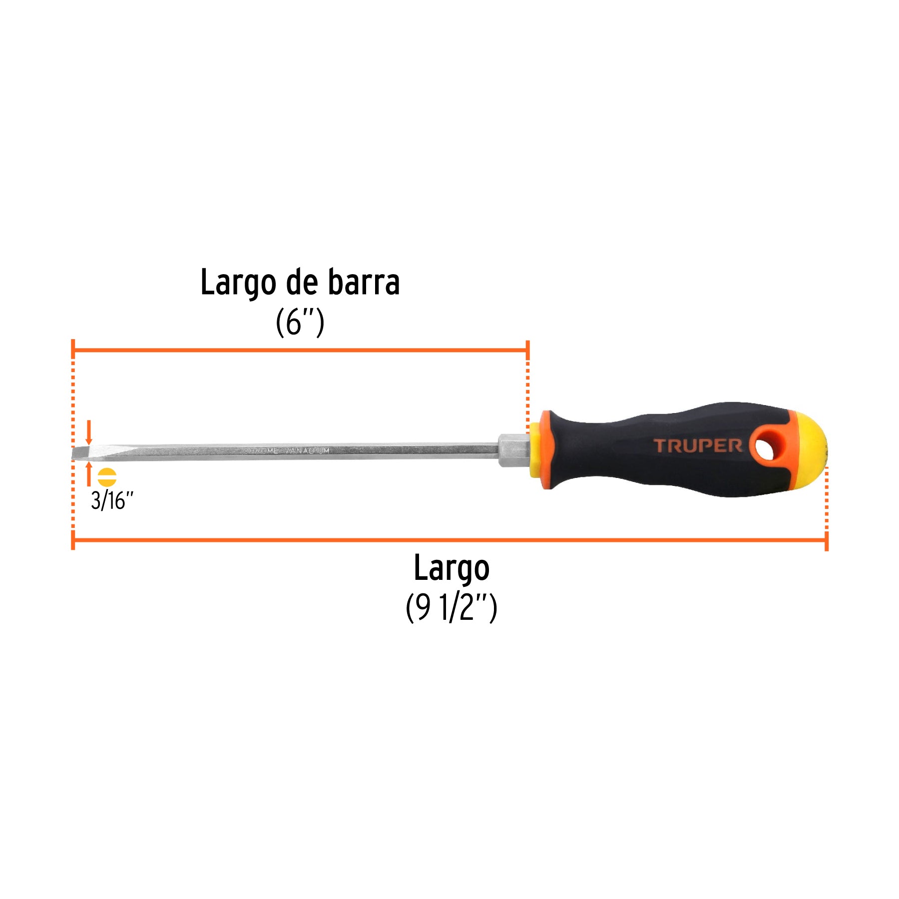 Desarmador cabinet 3/16" x 6" mango Comfort Grip, TRUPER