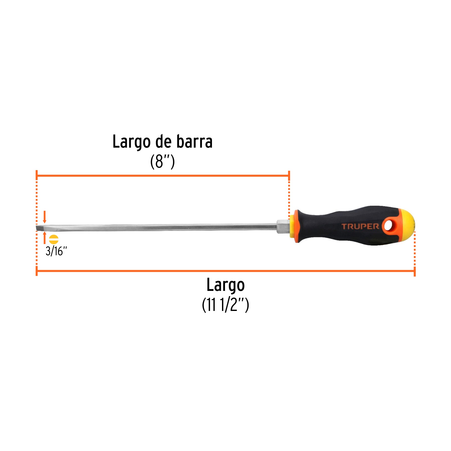 Desarmador cabinet 3/16" x 8" mango Comfort Grip, TRUPER