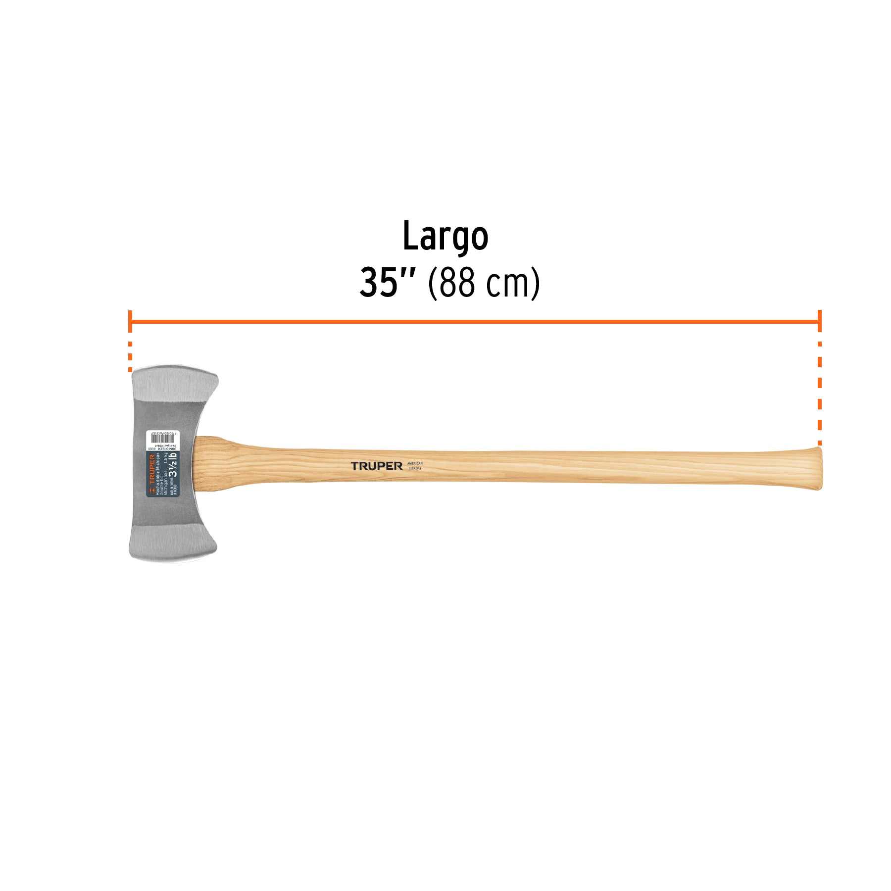 Hacha doble Michigan 3-1/2 lbs, mango de hickory 35", TRUPER
